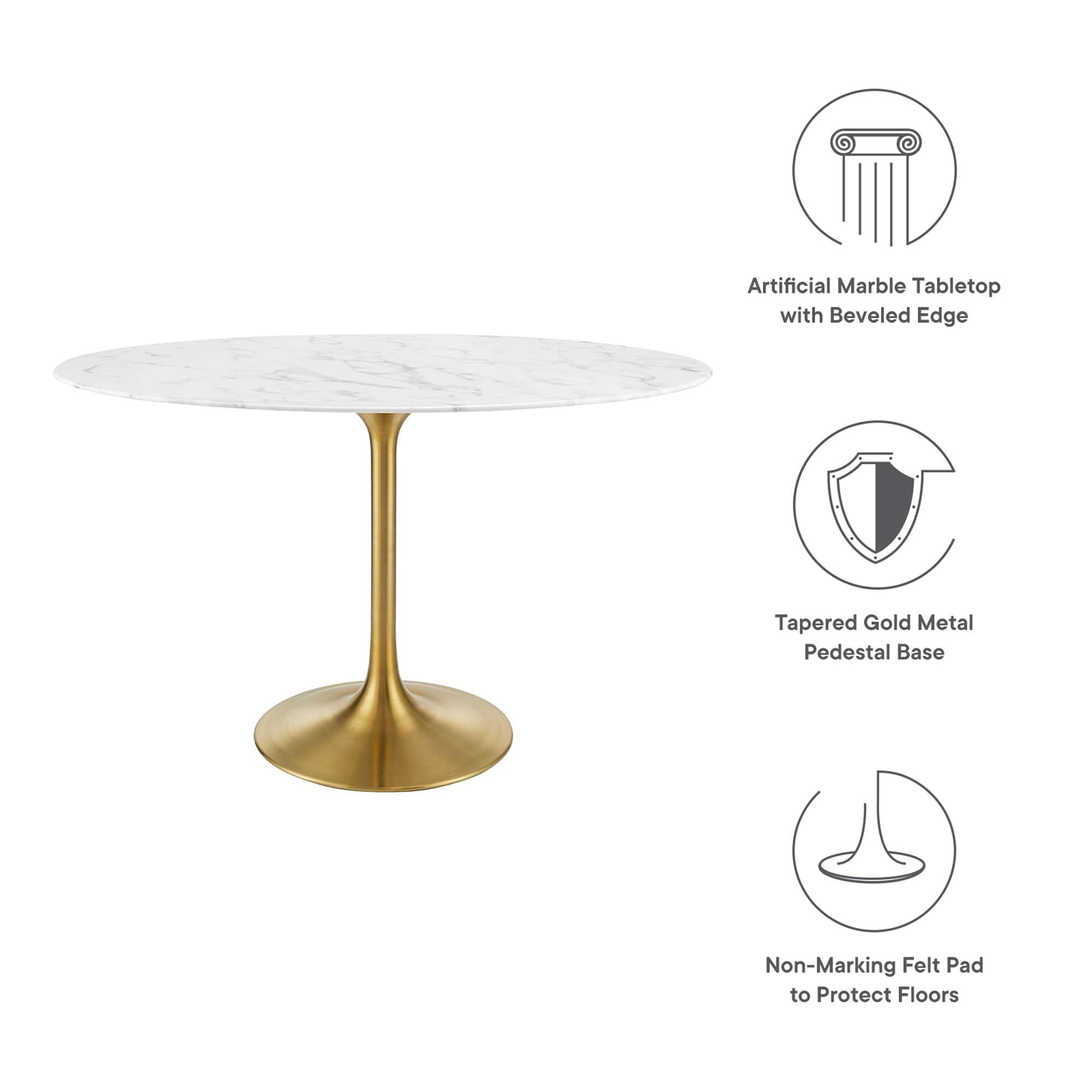 Lippa 48" Oval Artificial Marble Dining Table