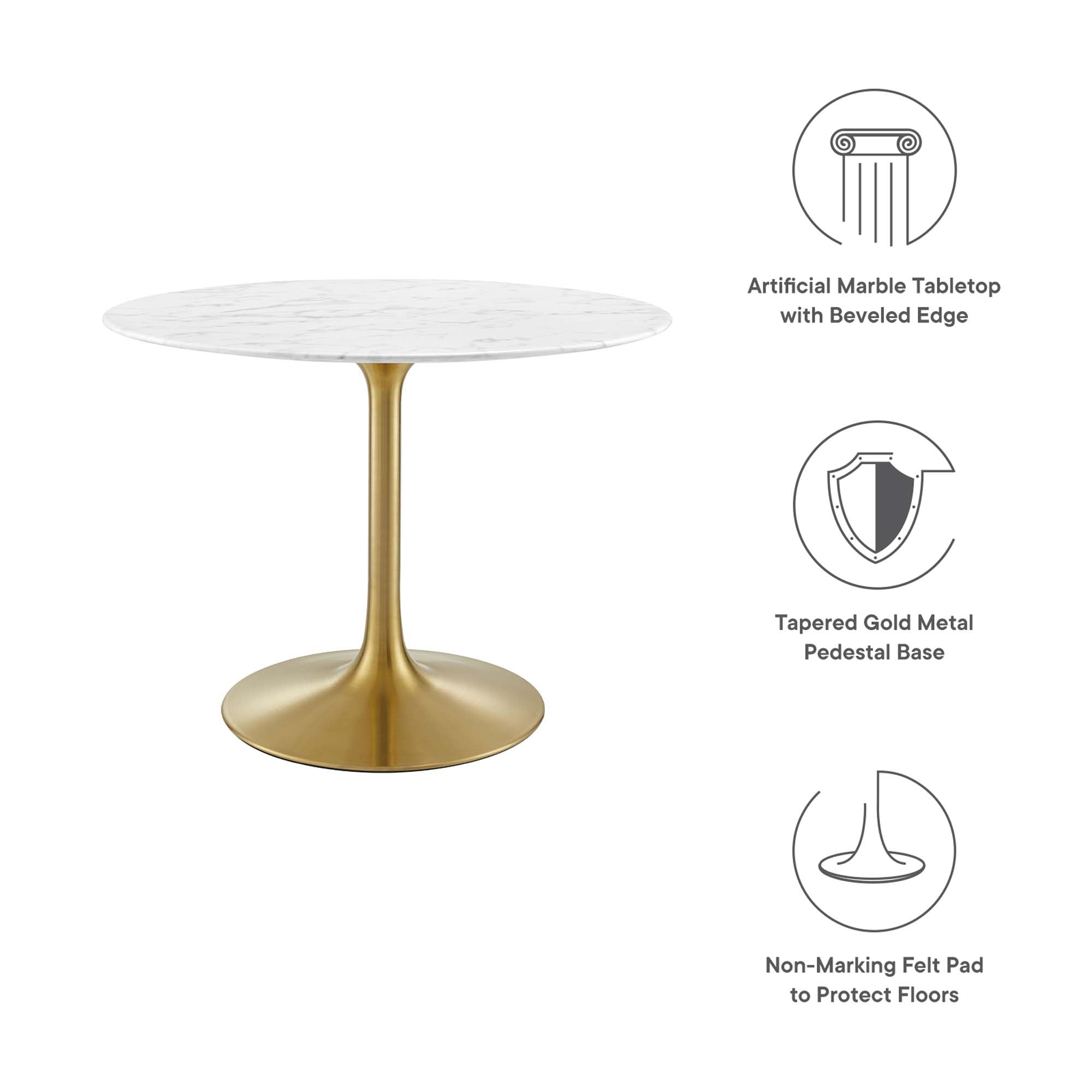 Lippa 40" Round Artificial Marble Dining Table