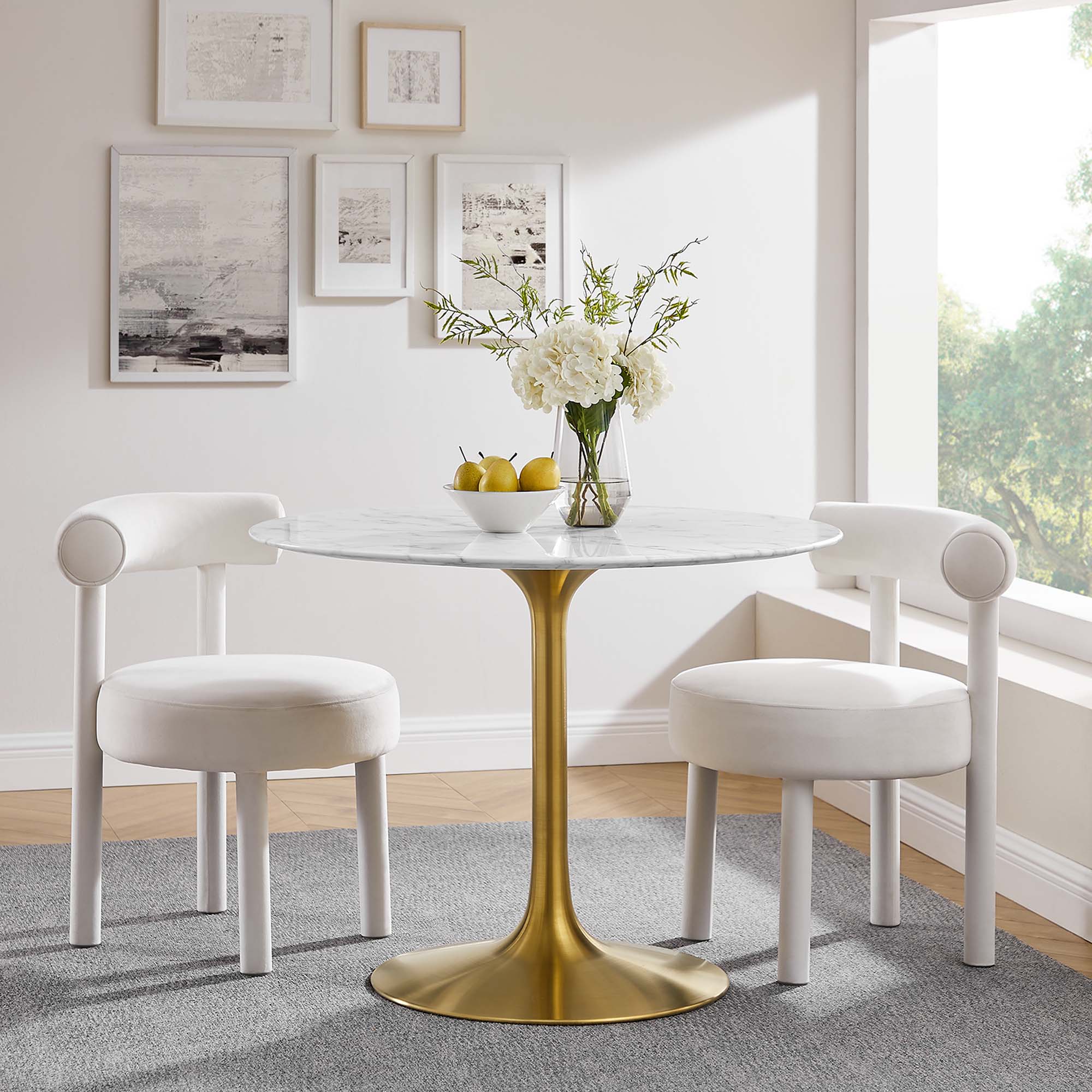 Lippa 40" Round Artificial Marble Dining Table