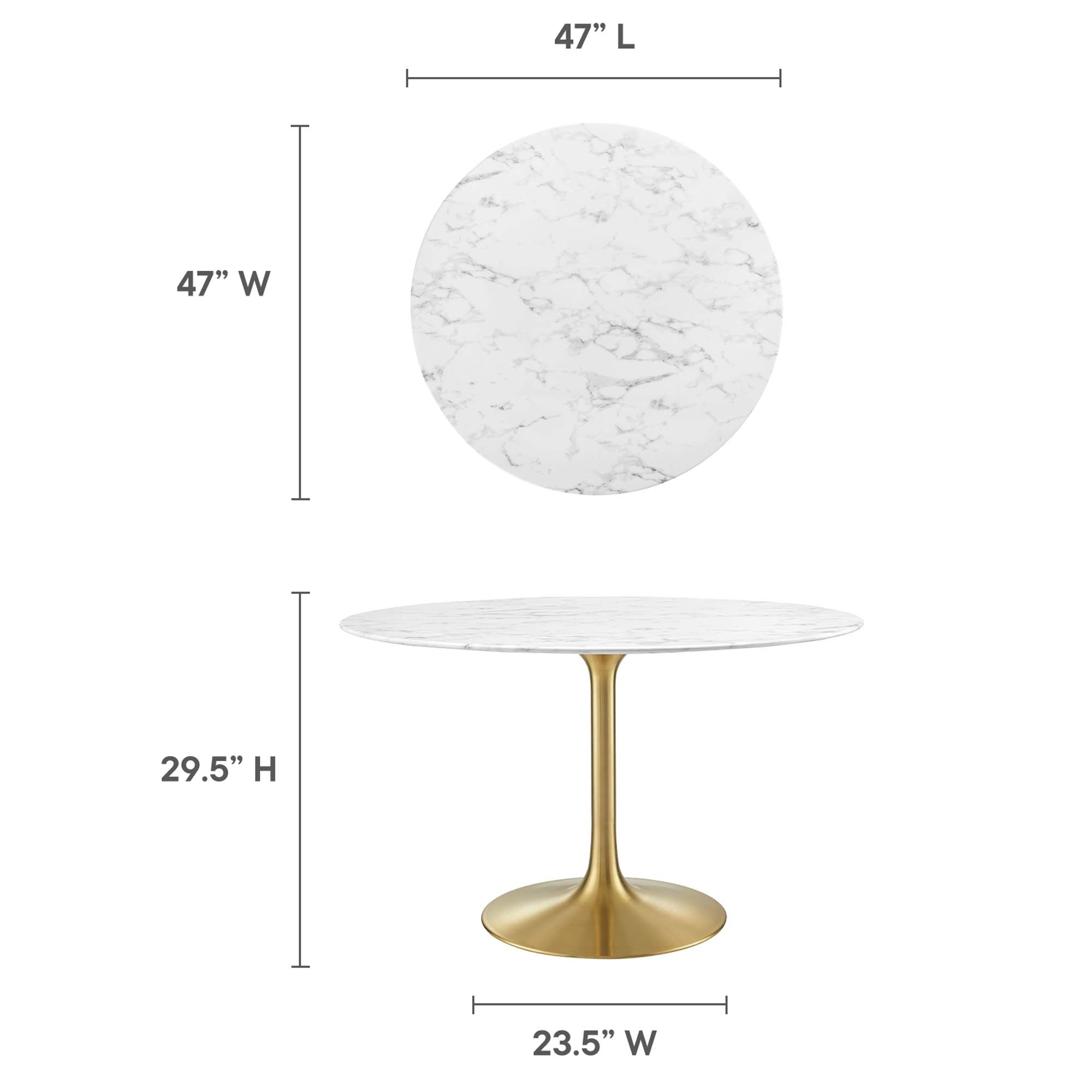 Lippa 48" Round Artificial Marble Dining Table