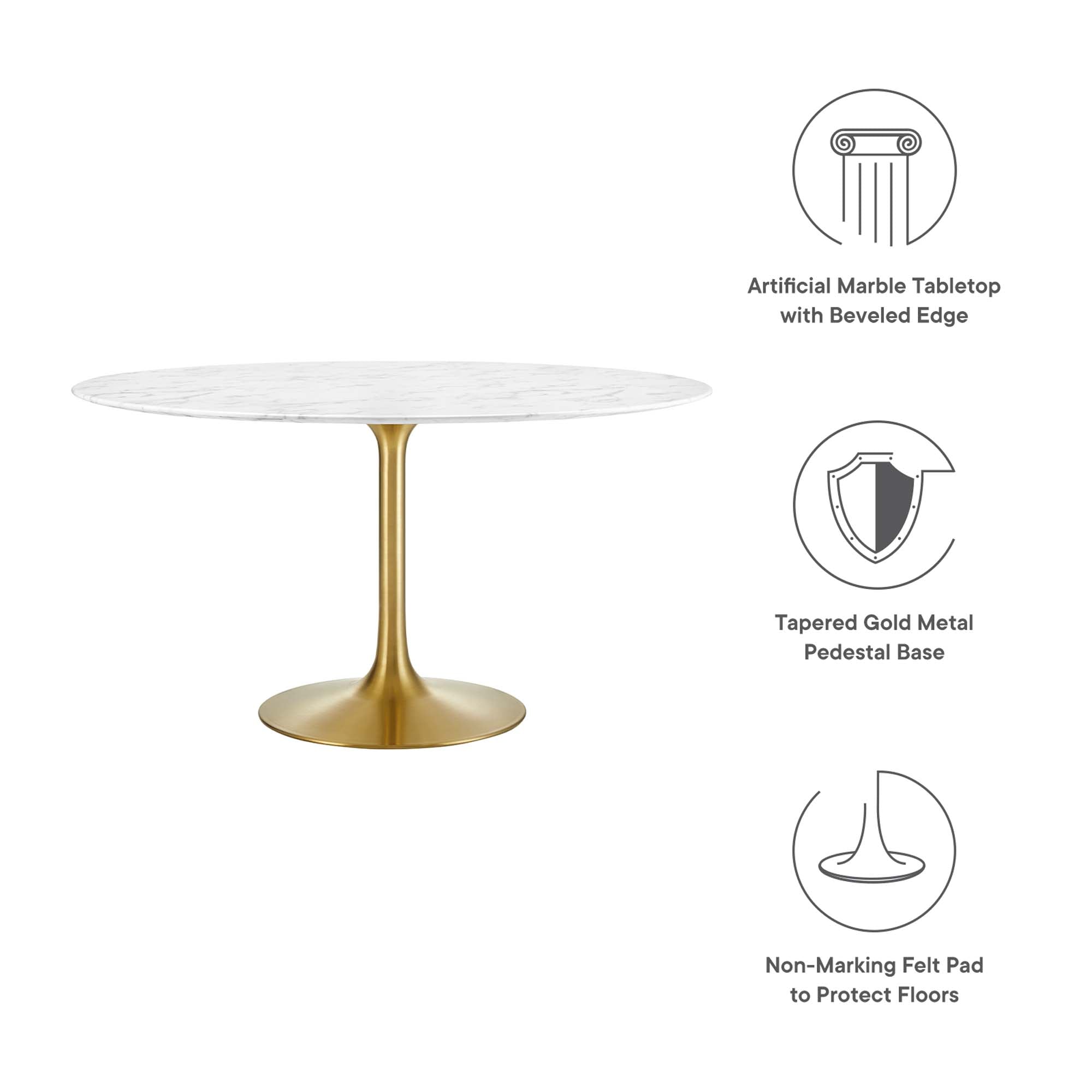 Lippa 54" Round Artificial Marble Dining Table