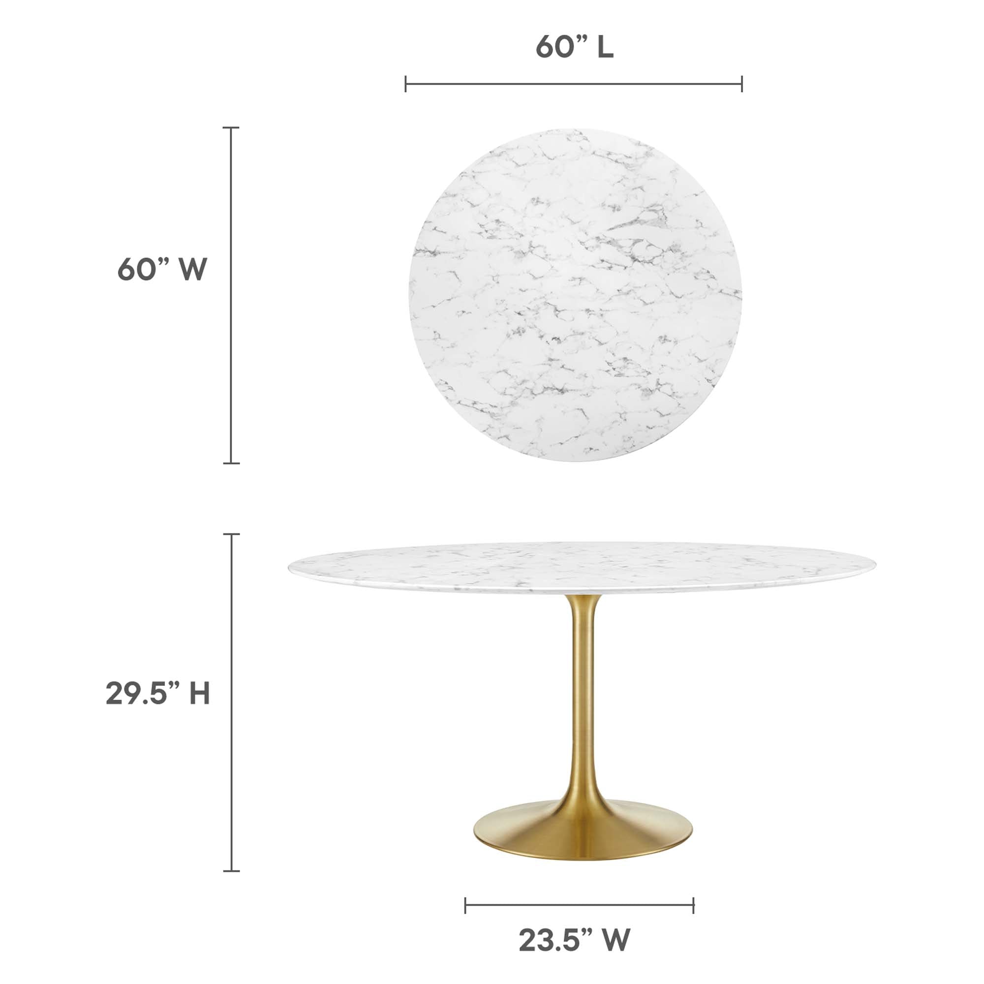 Lippa 60" Round Artificial Marble Dining Table