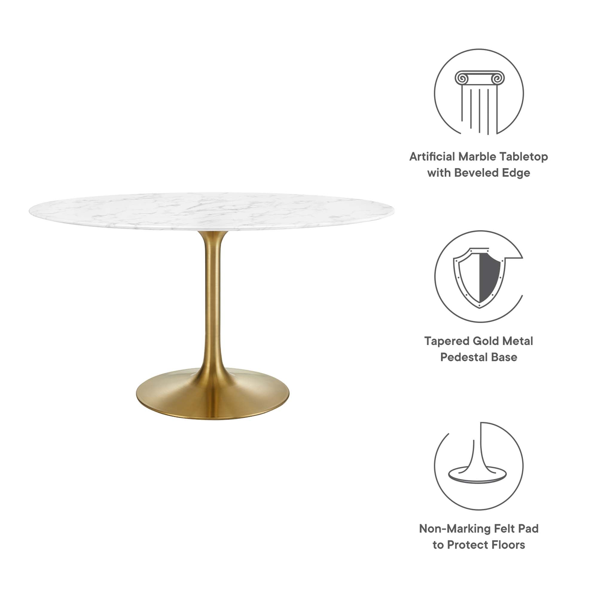 Lippa 54" Oval Artificial Marble Dining Table