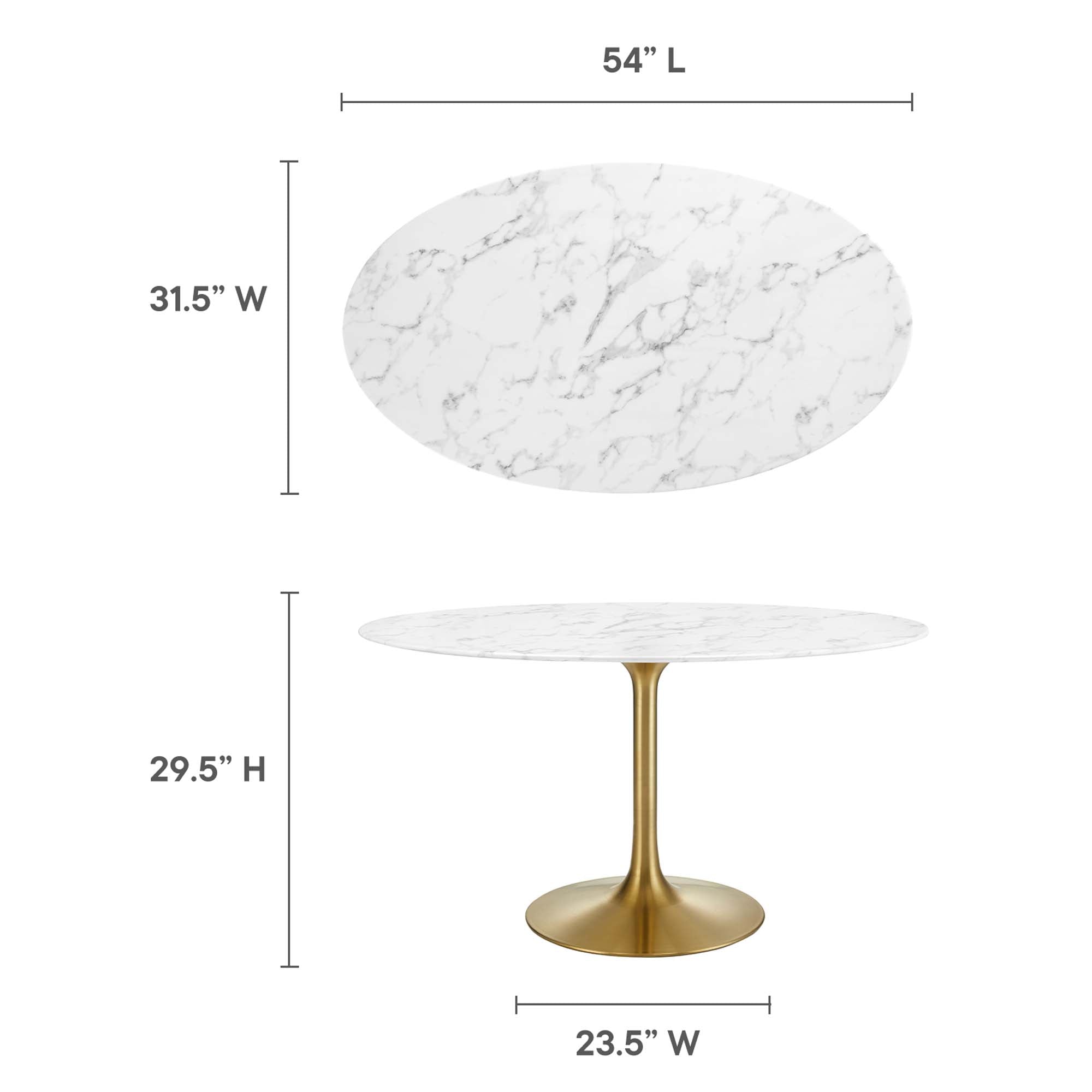 Lippa 54" Oval Artificial Marble Dining Table