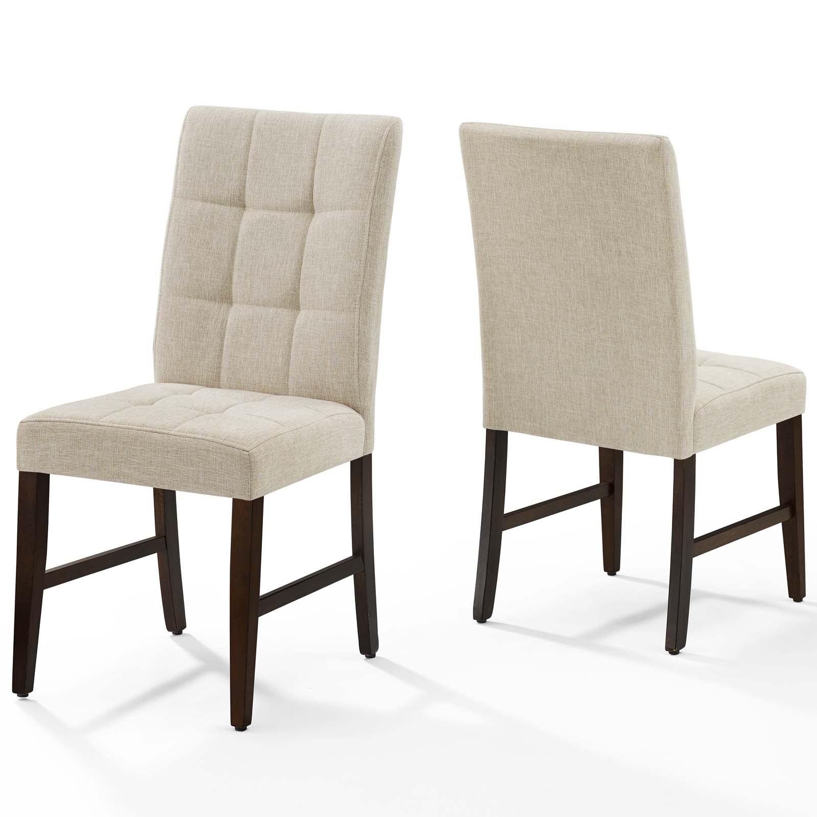 Promulgate Biscuit Tufted Upholstered Fabric Dining Chair Set of 2