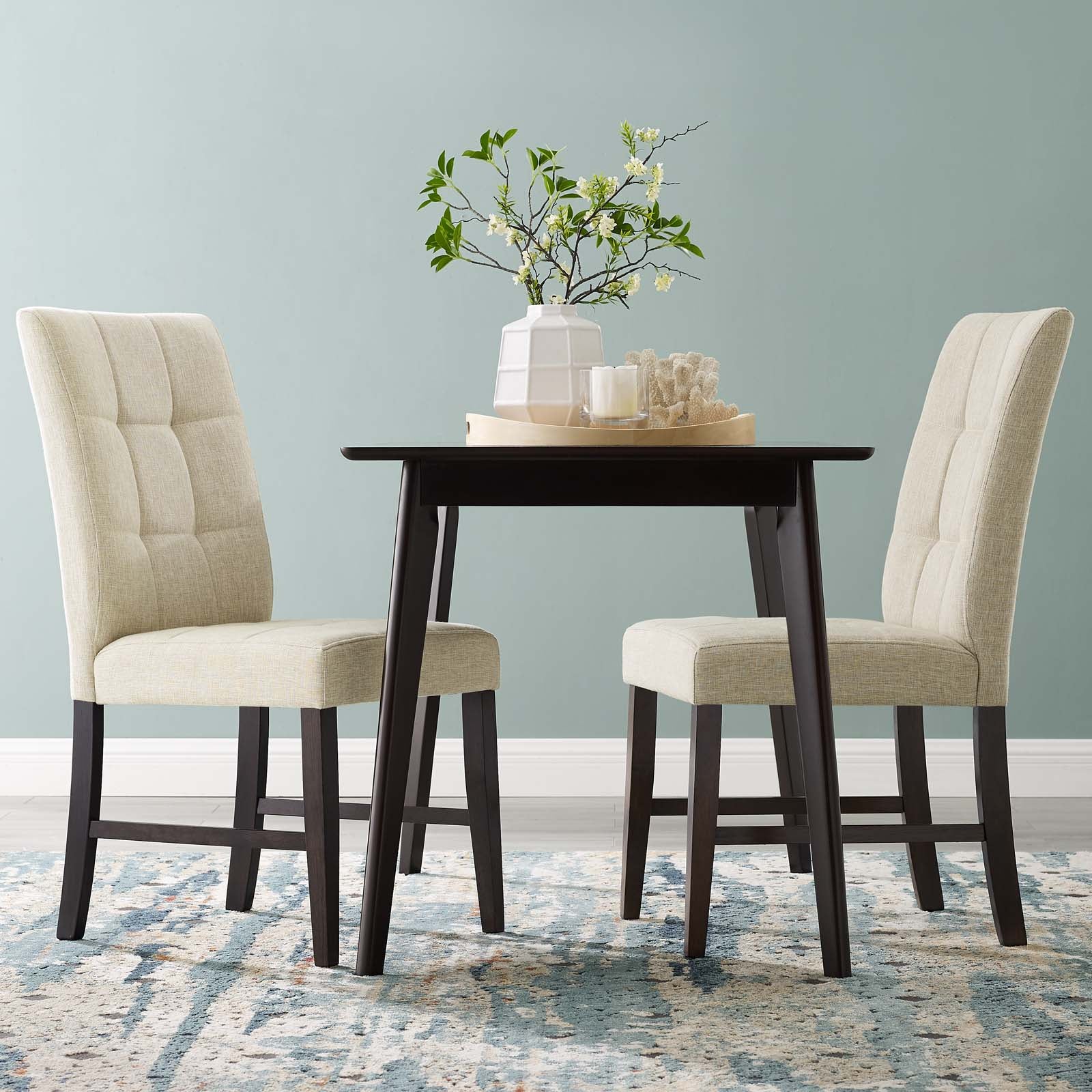 Promulgate Biscuit Tufted Upholstered Fabric Dining Chair Set of 2