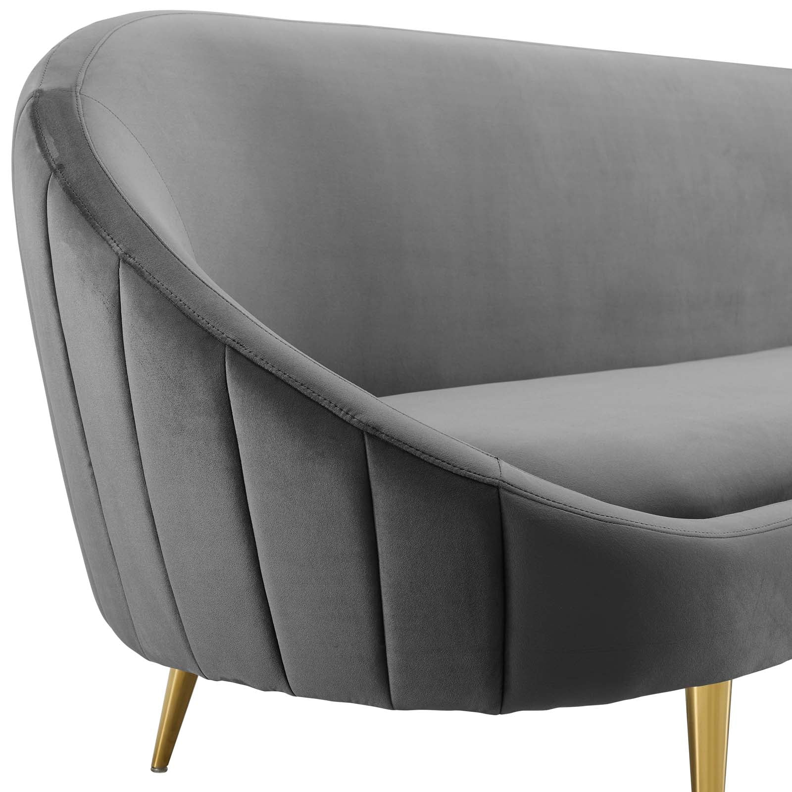 Sublime Vertical Curve Back Performance Velvet Sofa