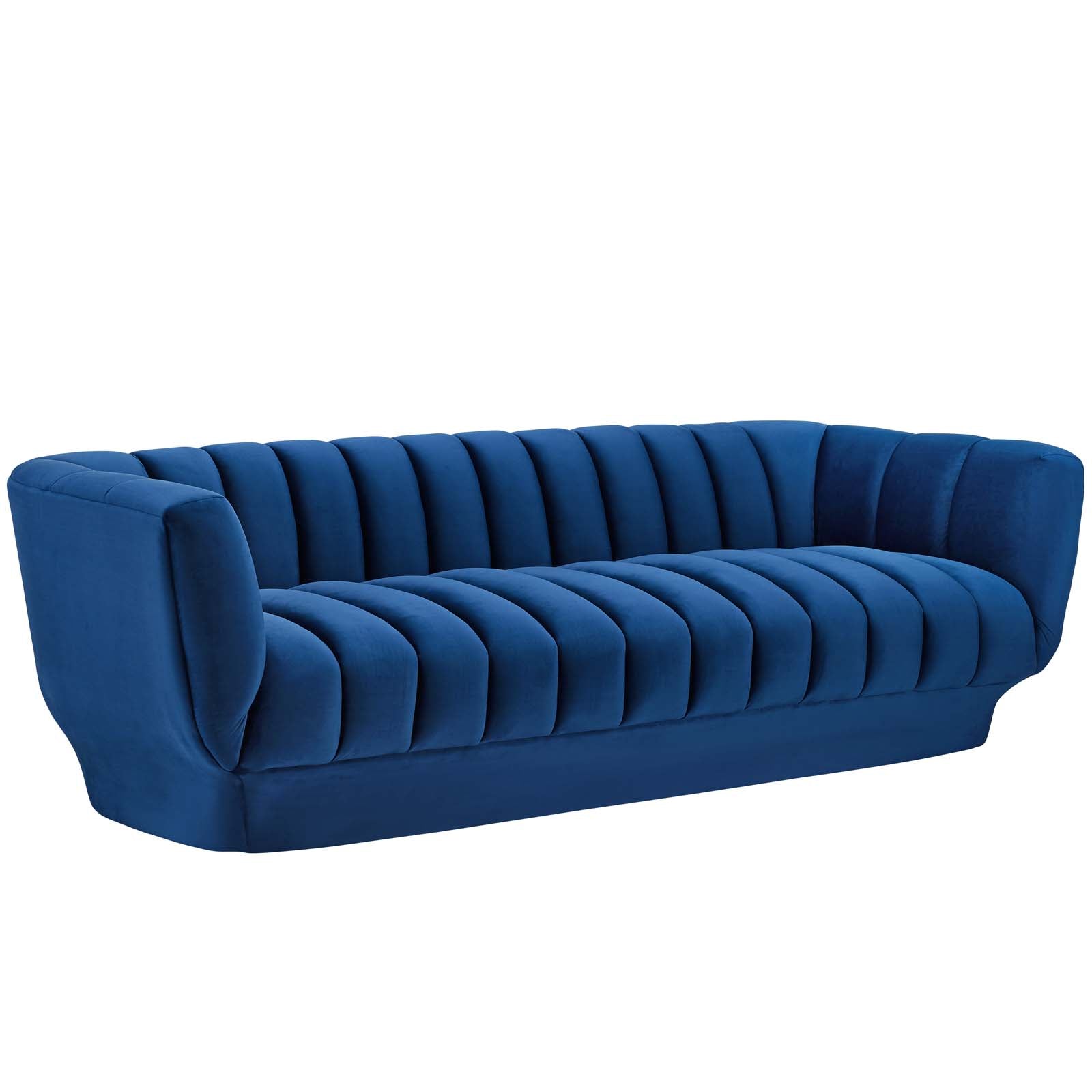 Entertain Vertical Channel Tufted Performance Velvet Sofa