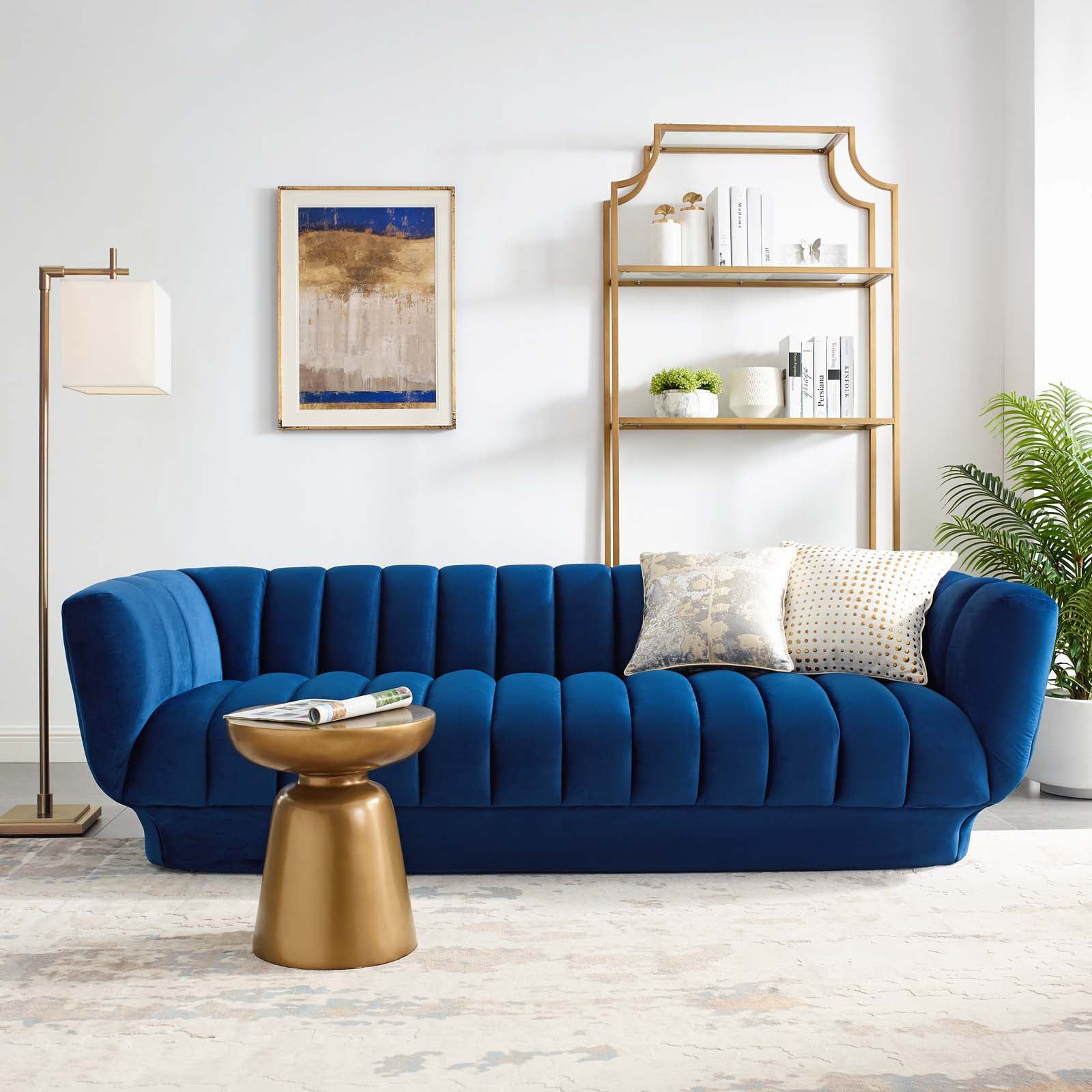 Entertain Vertical Channel Tufted Performance Velvet Sofa