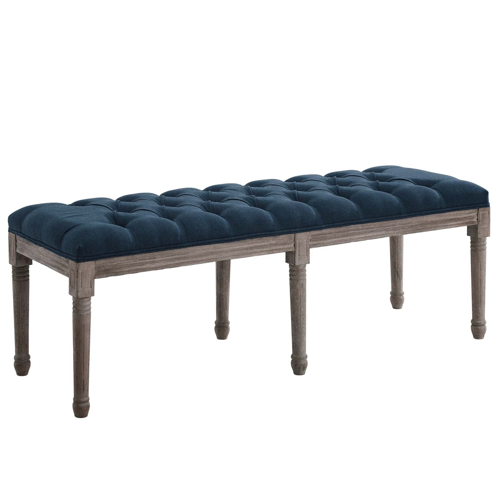 Province French Vintage Upholstered Fabric Bench