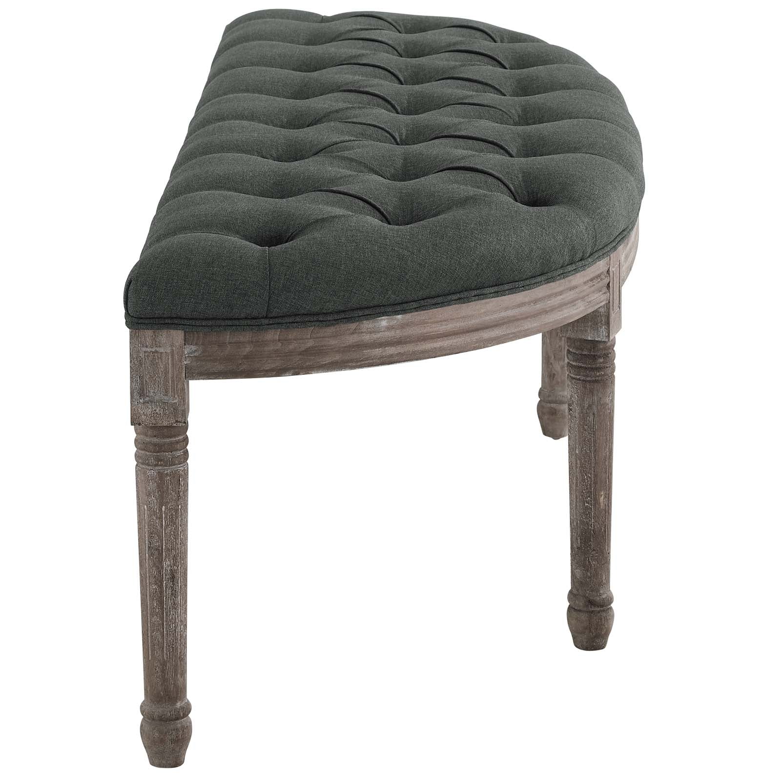 Esteem Vintage French Upholstered Fabric Semi-Circle Bench