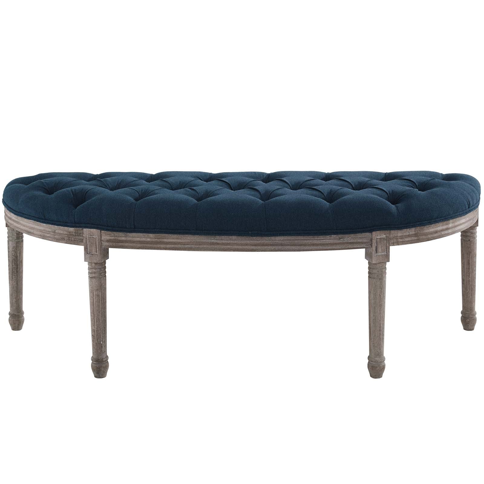 Esteem Vintage French Upholstered Fabric Semi-Circle Bench