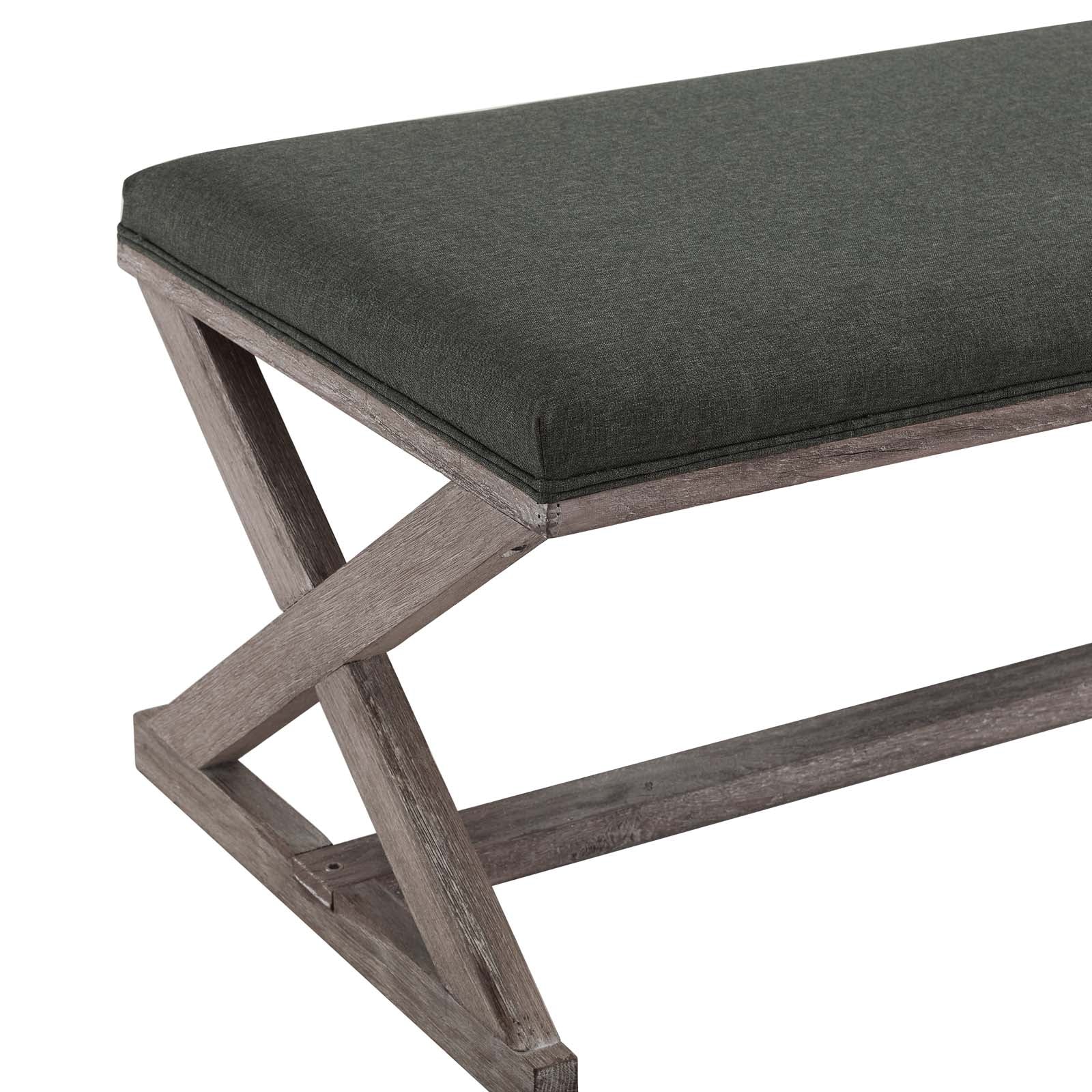 Province Vintage French X-Brace Upholstered Fabric Bench