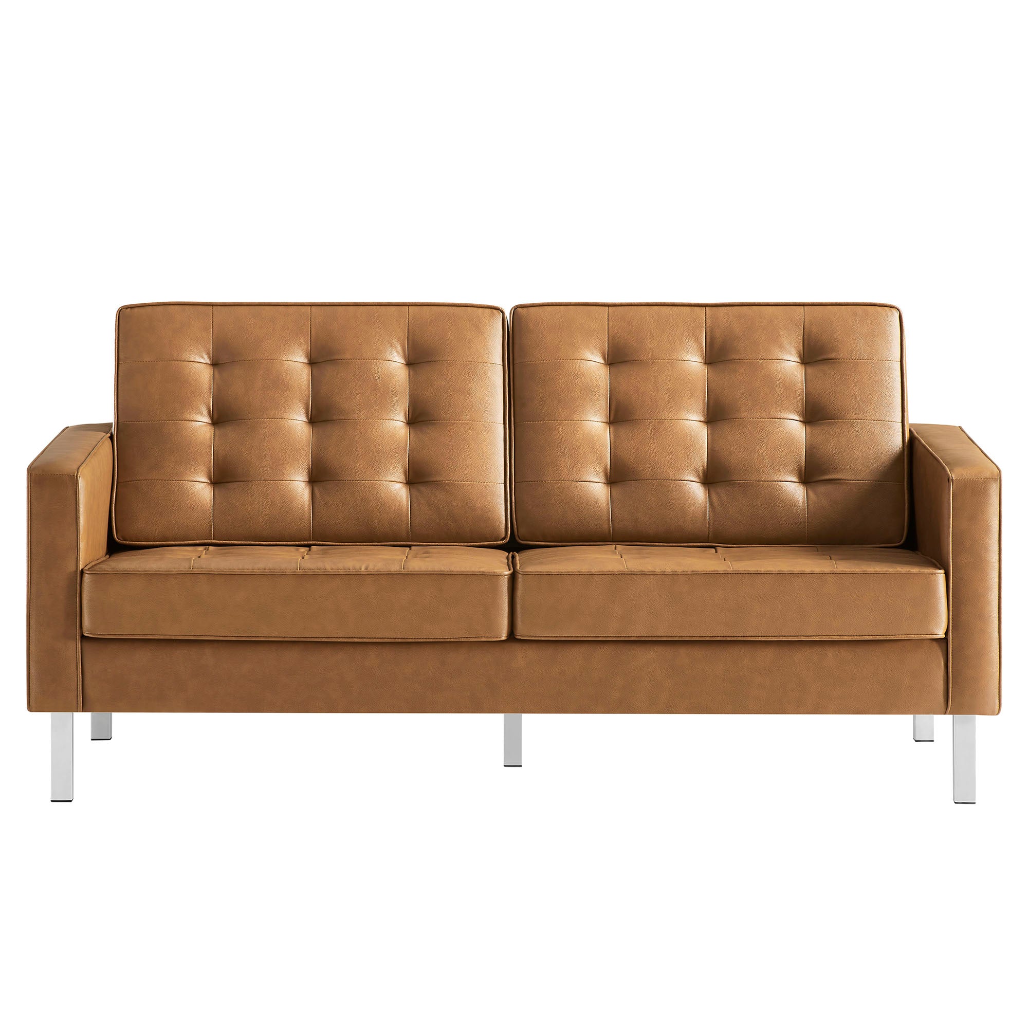 Loft Tufted Vegan Leather Loveseat