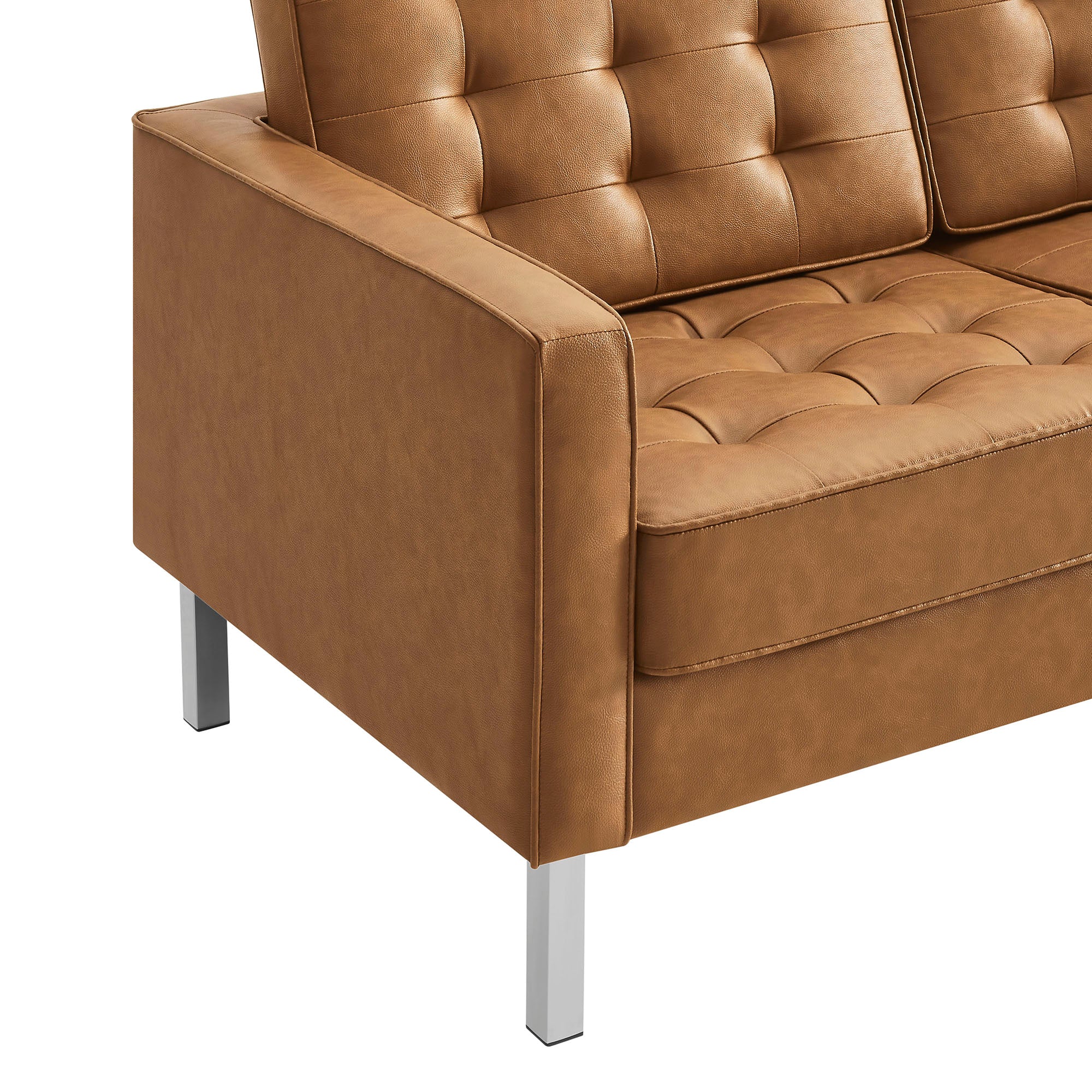 Loft Tufted Vegan Leather Loveseat