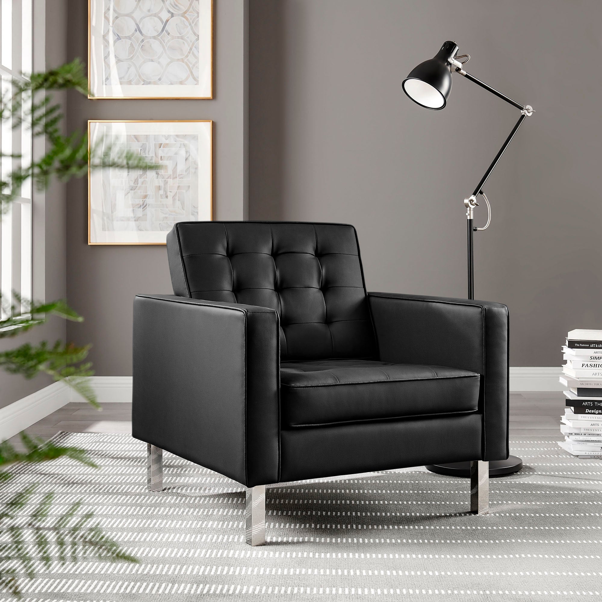 Loft Tufted Vegan Leather Armchair