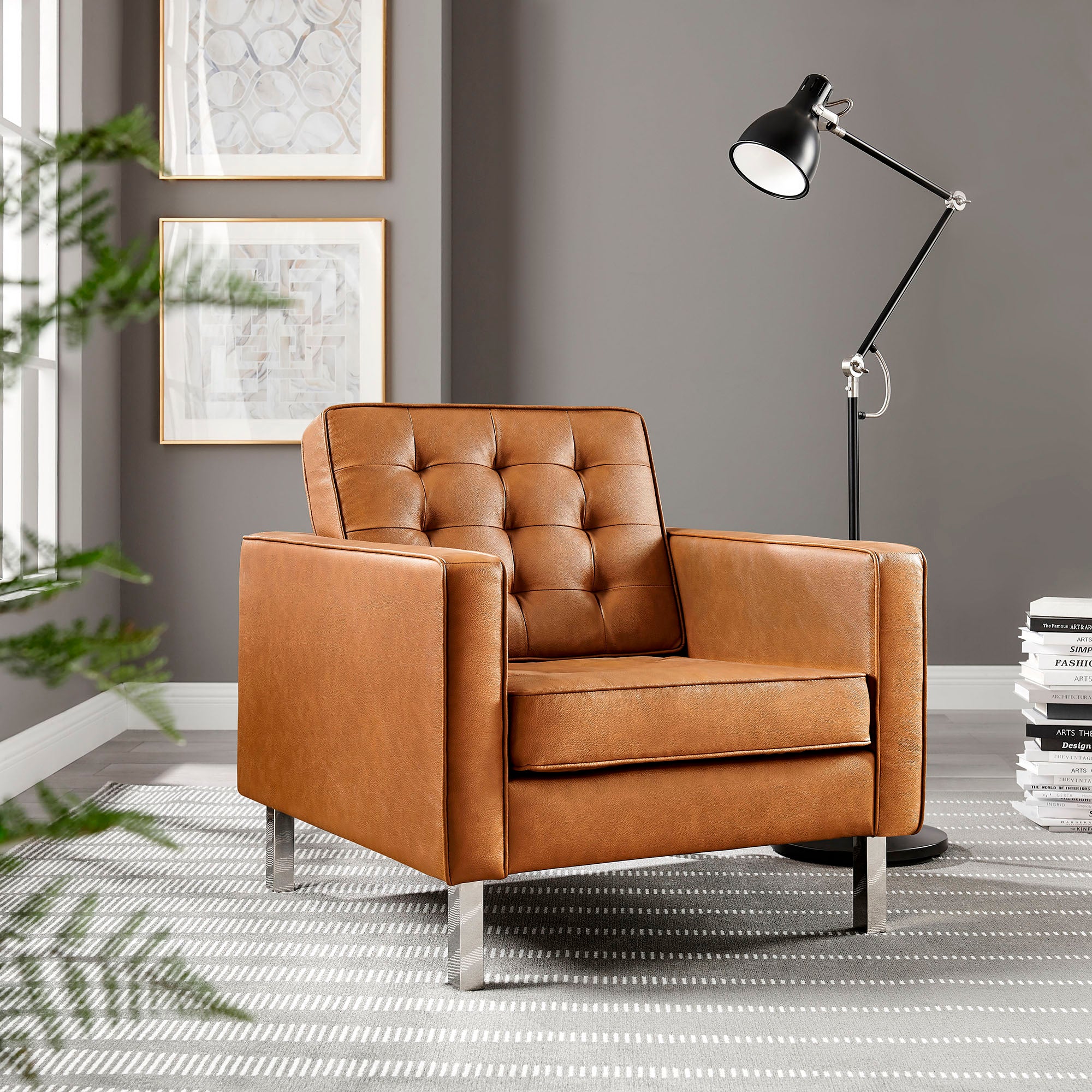 Loft Tufted Vegan Leather Armchair