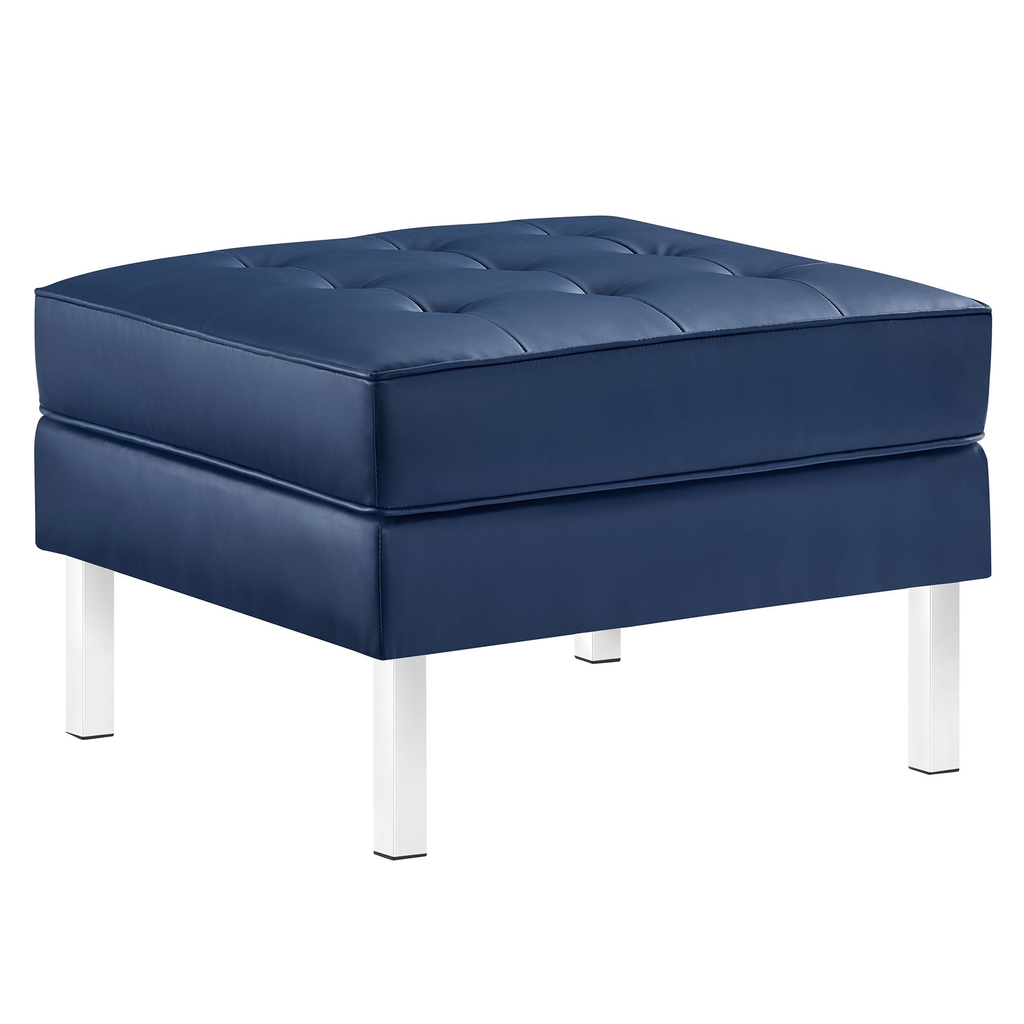 Loft Tufted Vegan Leather Ottoman