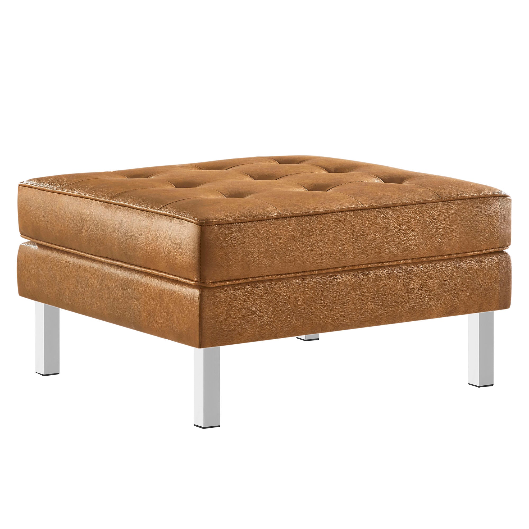 Loft Tufted Vegan Leather Ottoman