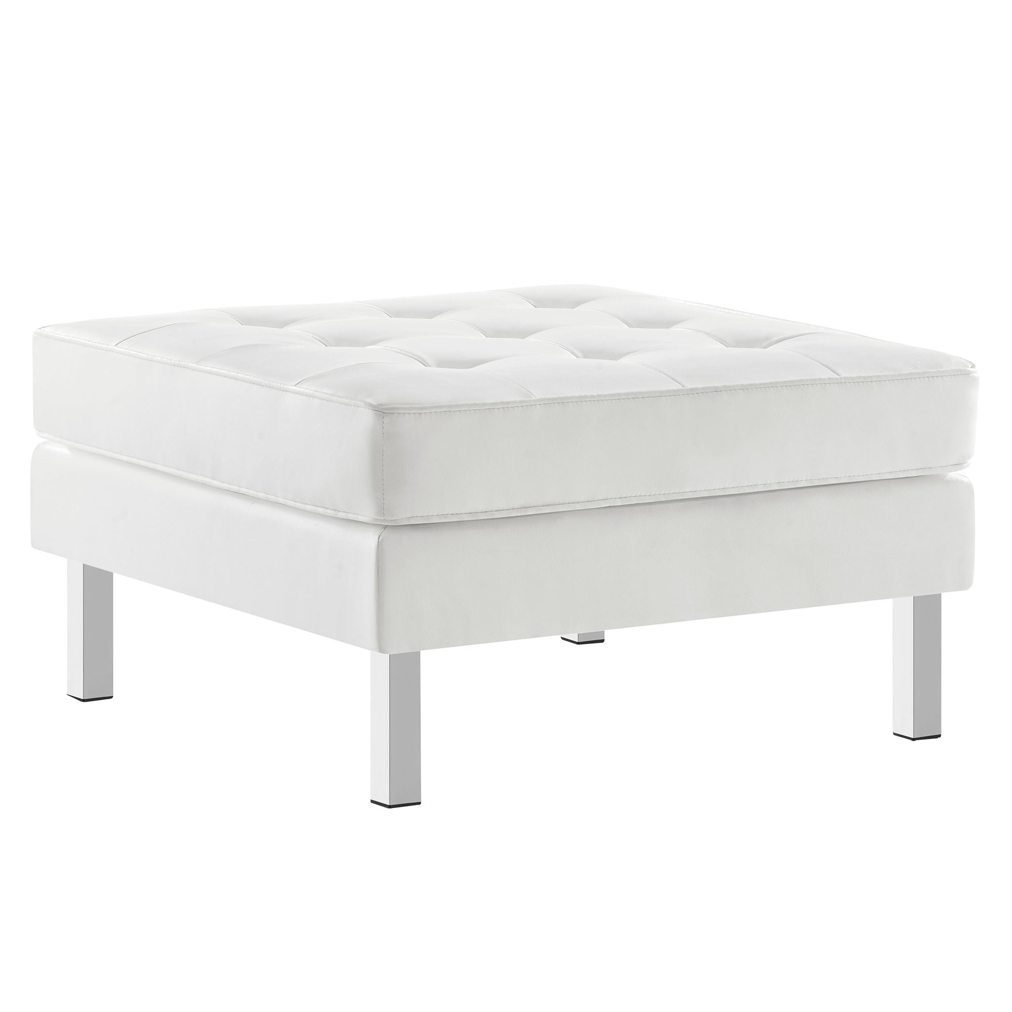 Loft Tufted Vegan Leather Ottoman