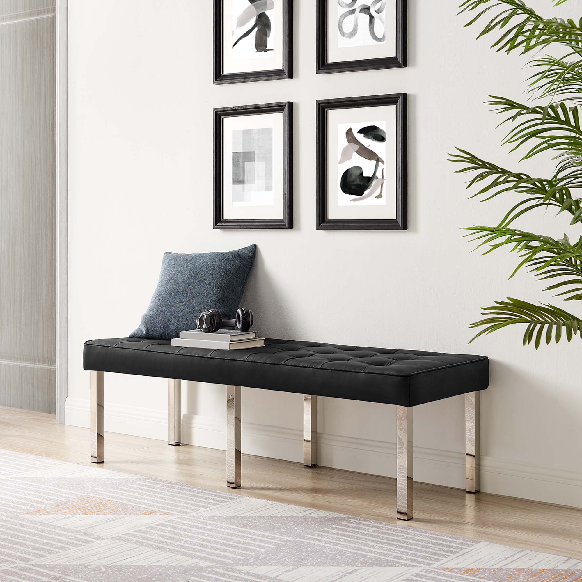 Loft Tufted Vegan Leather Bench