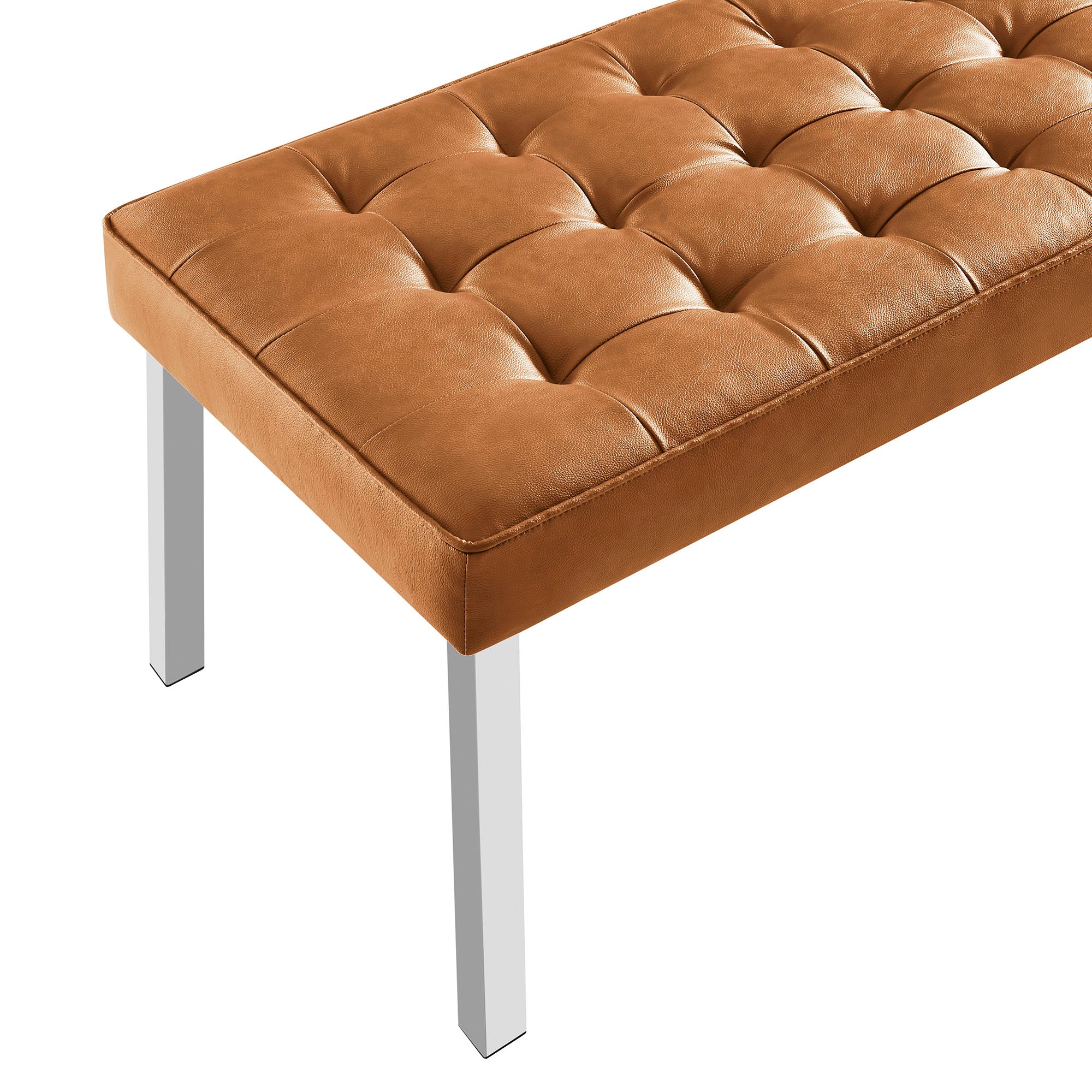 Loft Tufted Vegan Leather Bench