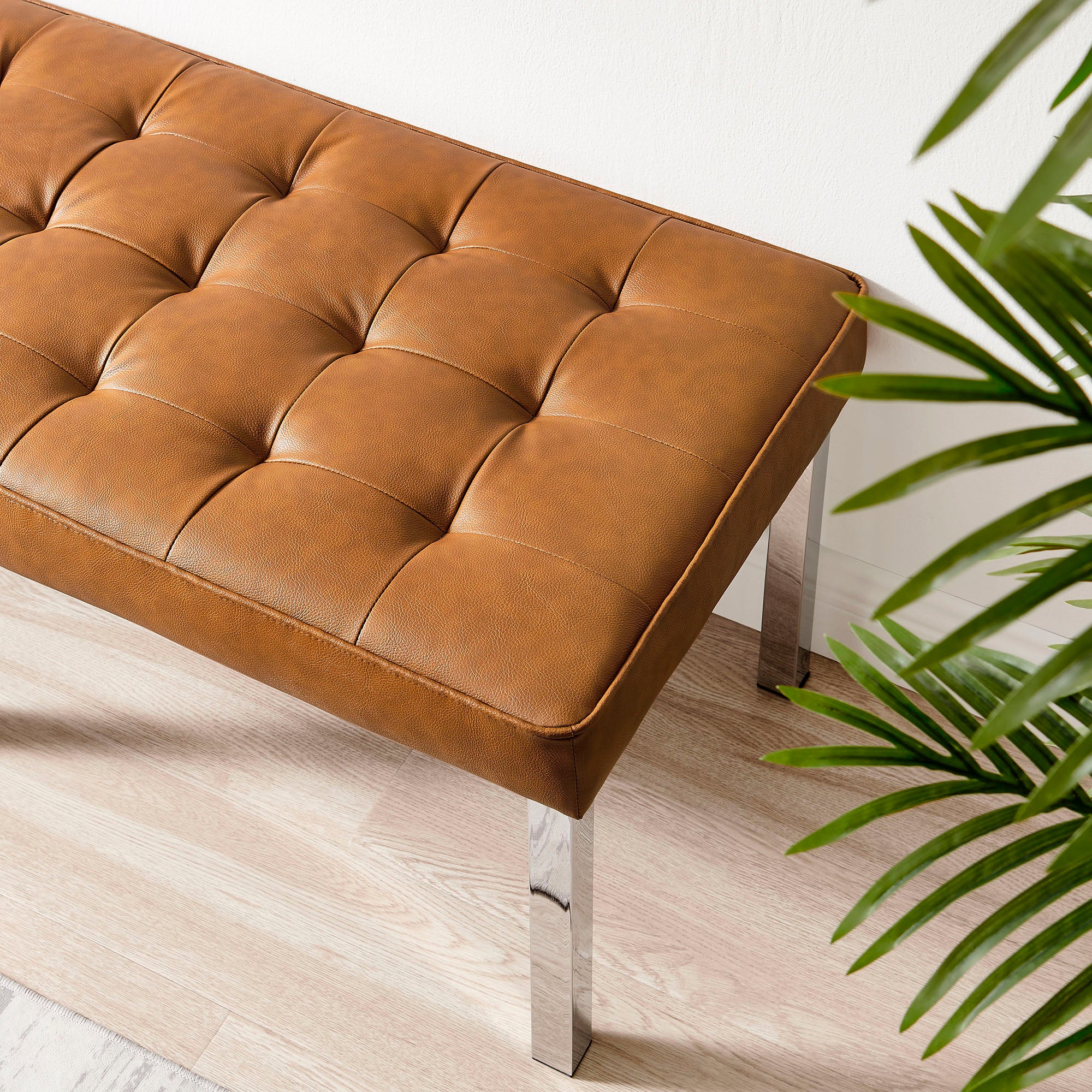 Loft Tufted Vegan Leather Bench