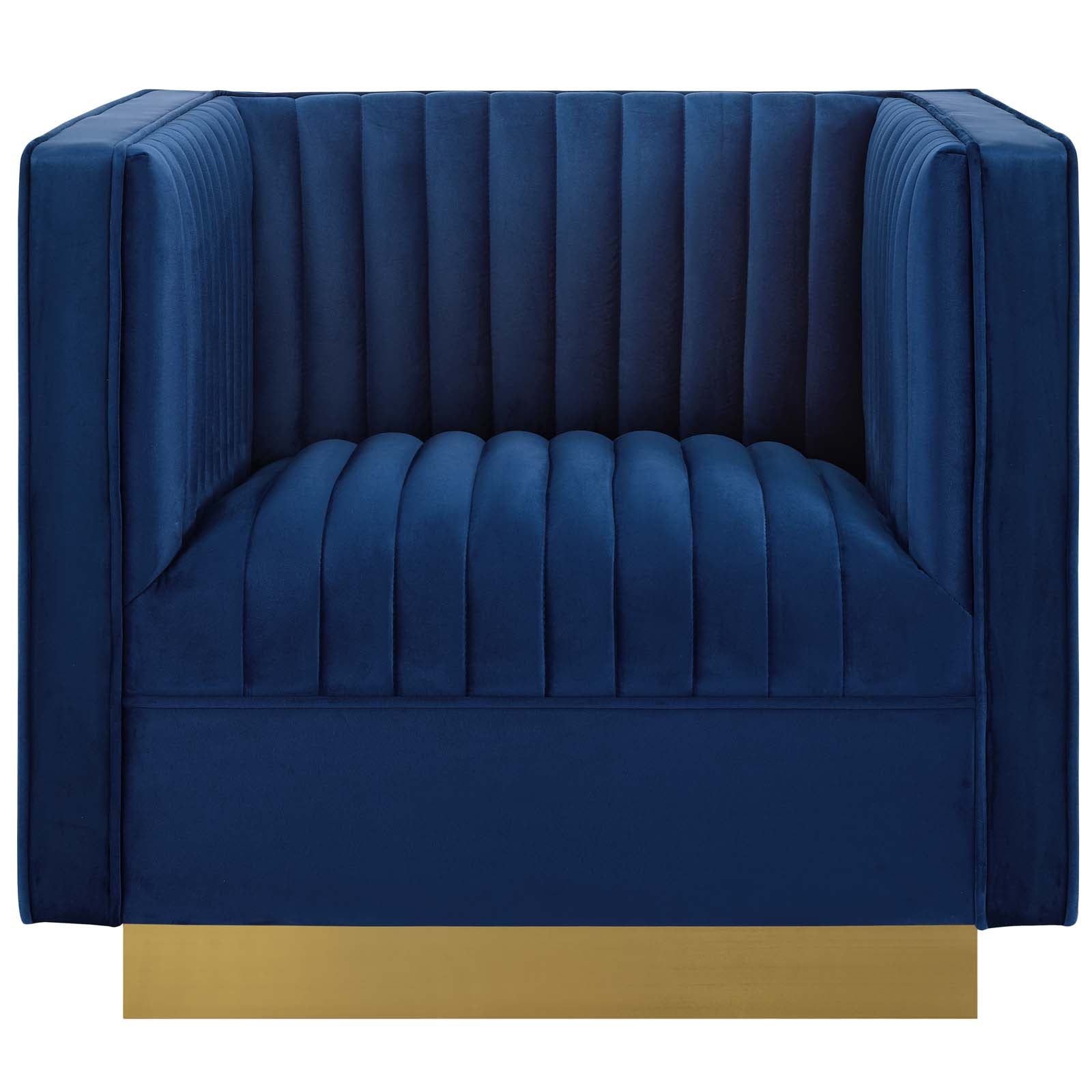 Sanguine Vertical Channel Tufted Accent Performance Velvet Armchair