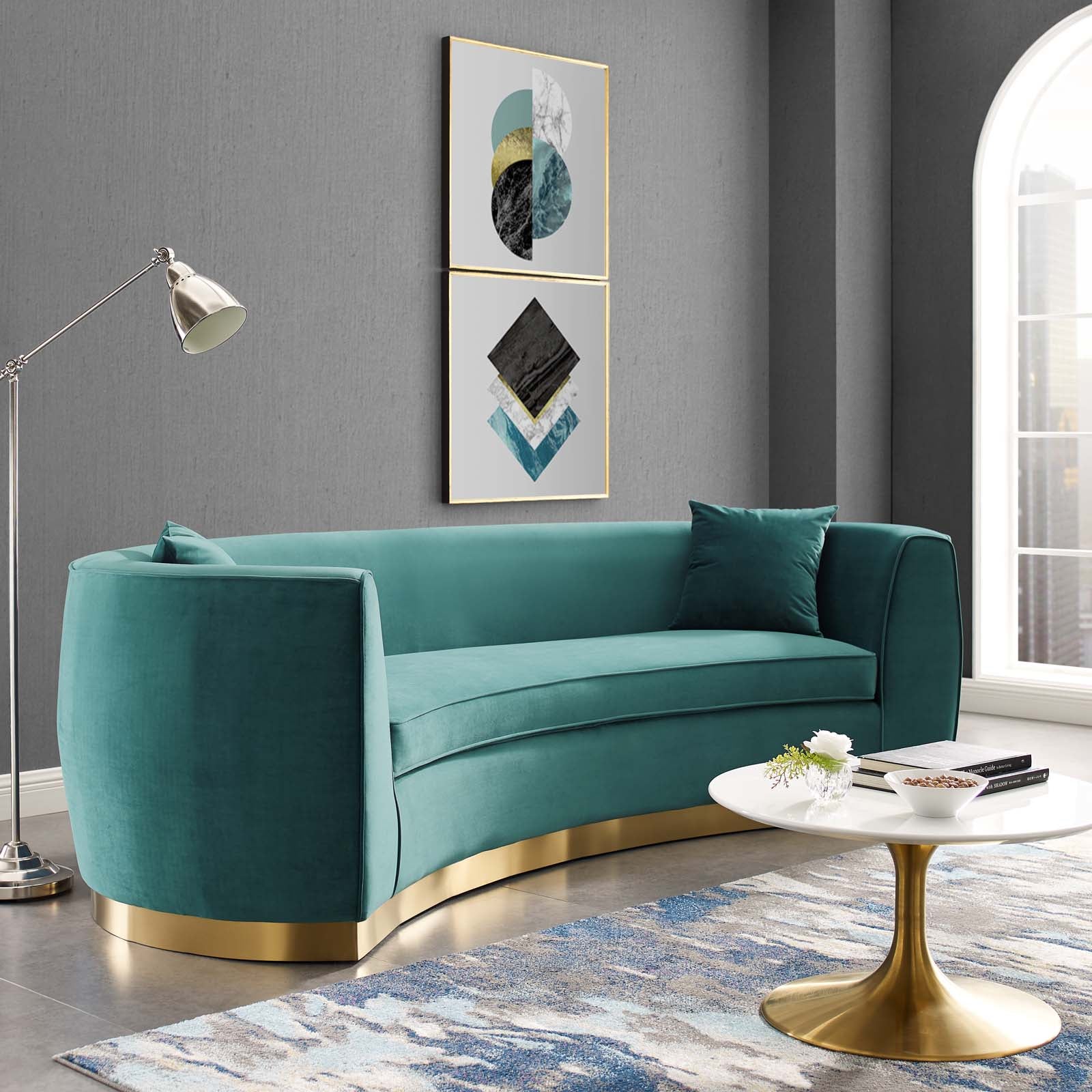 Resolute Curved Performance Velvet Sofa