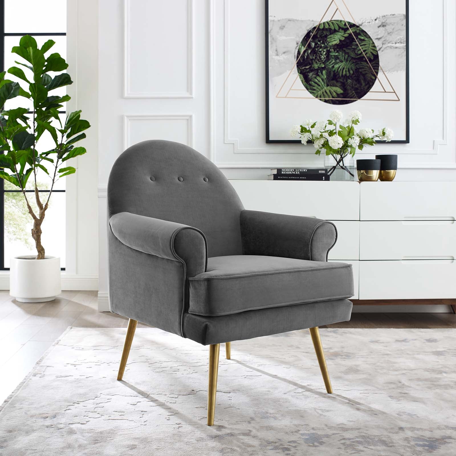 Revive Tufted Button Accent Performance Velvet Armchair