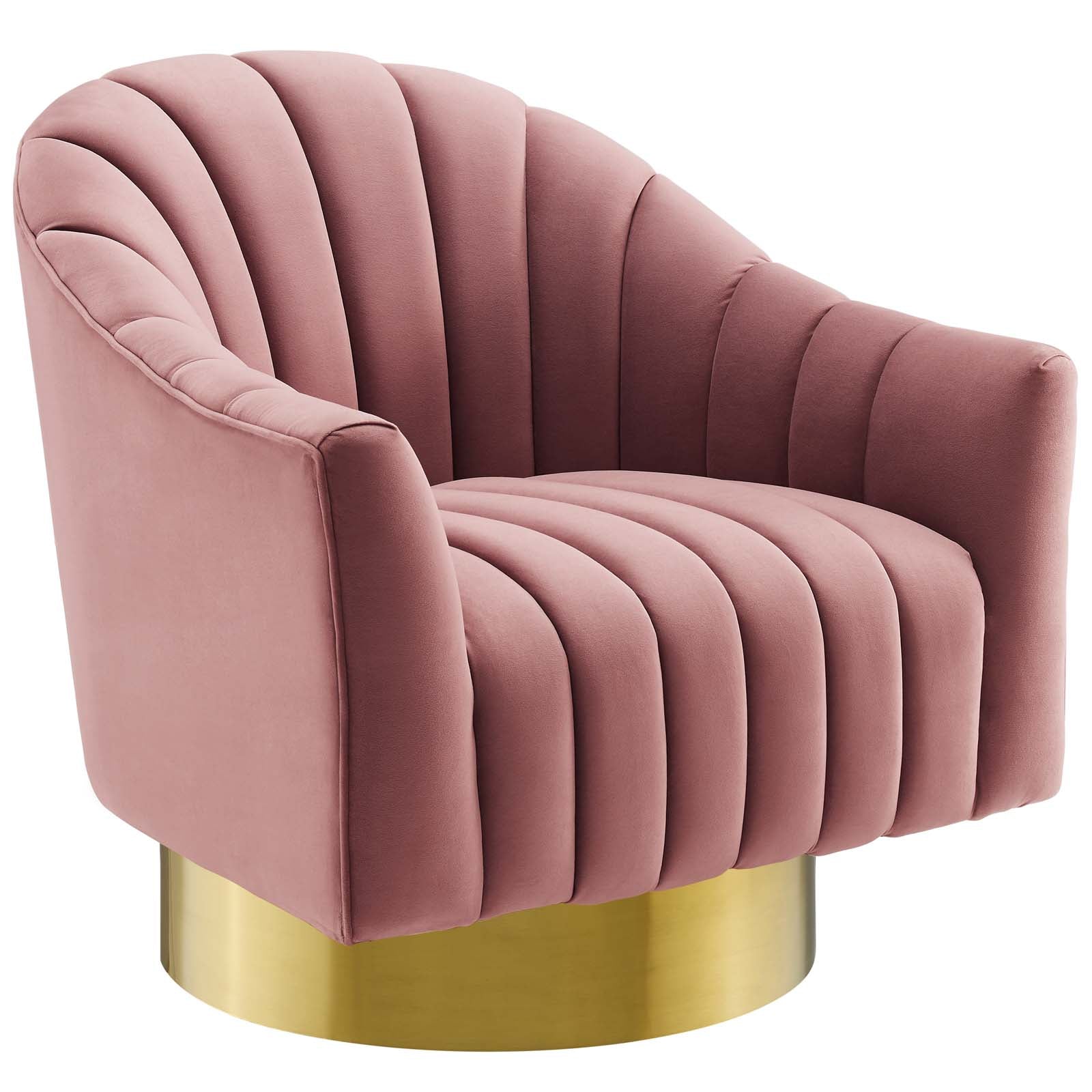 Buoyant Vertical Channel Tufted Accent Lounge Performance Velvet Swivel Chair