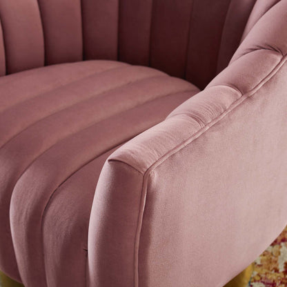 Buoyant Vertical Channel Tufted Accent Lounge Performance Velvet Swivel Chair