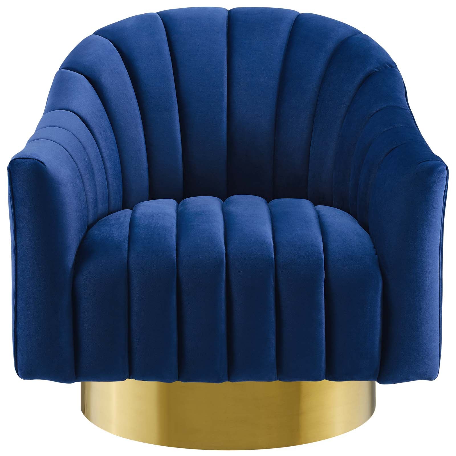 Buoyant Vertical Channel Tufted Accent Lounge Performance Velvet Swivel Chair