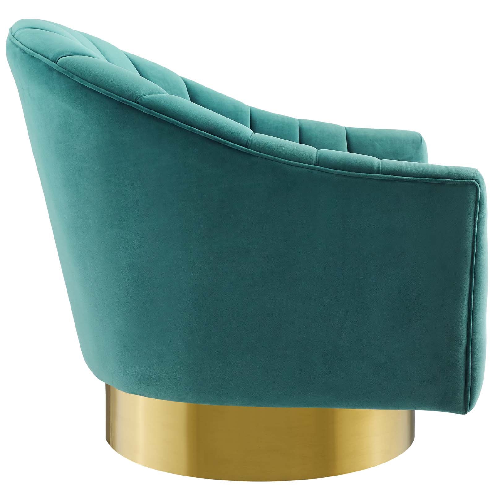 Buoyant Vertical Channel Tufted Accent Lounge Performance Velvet Swivel Chair