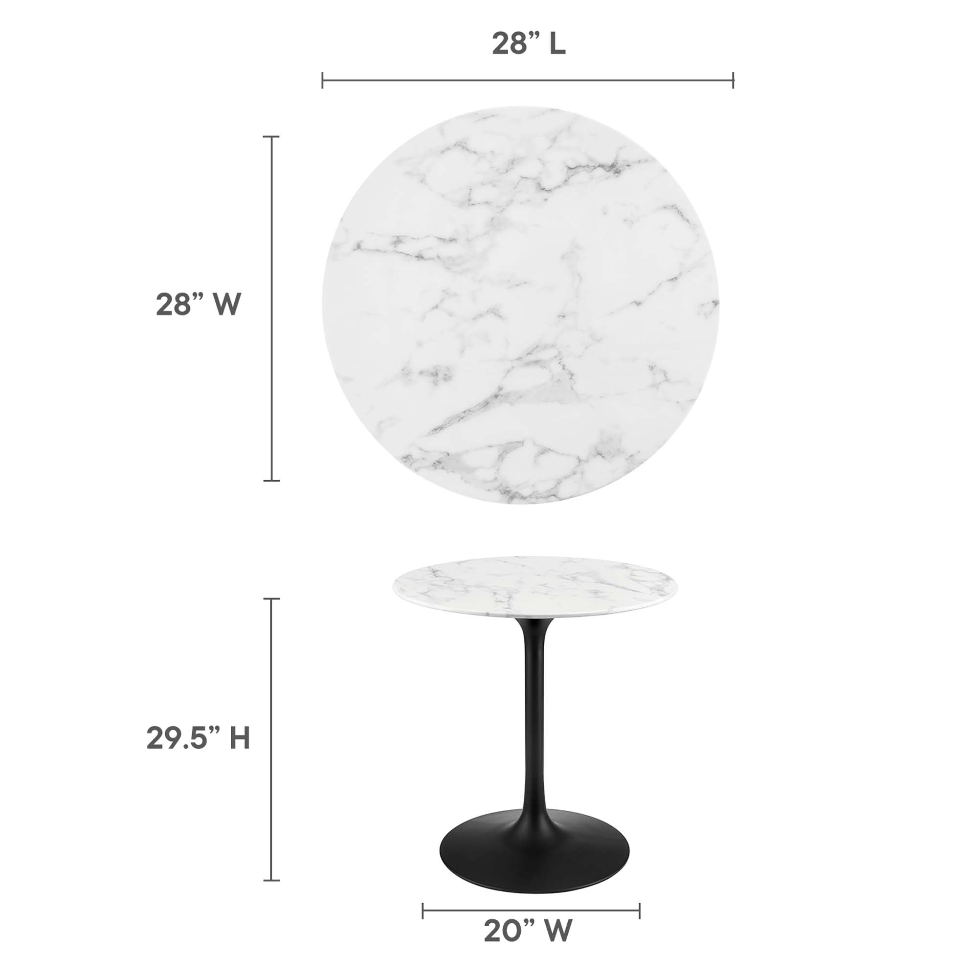 Lippa 28" Round Artificial Marble Dining Table