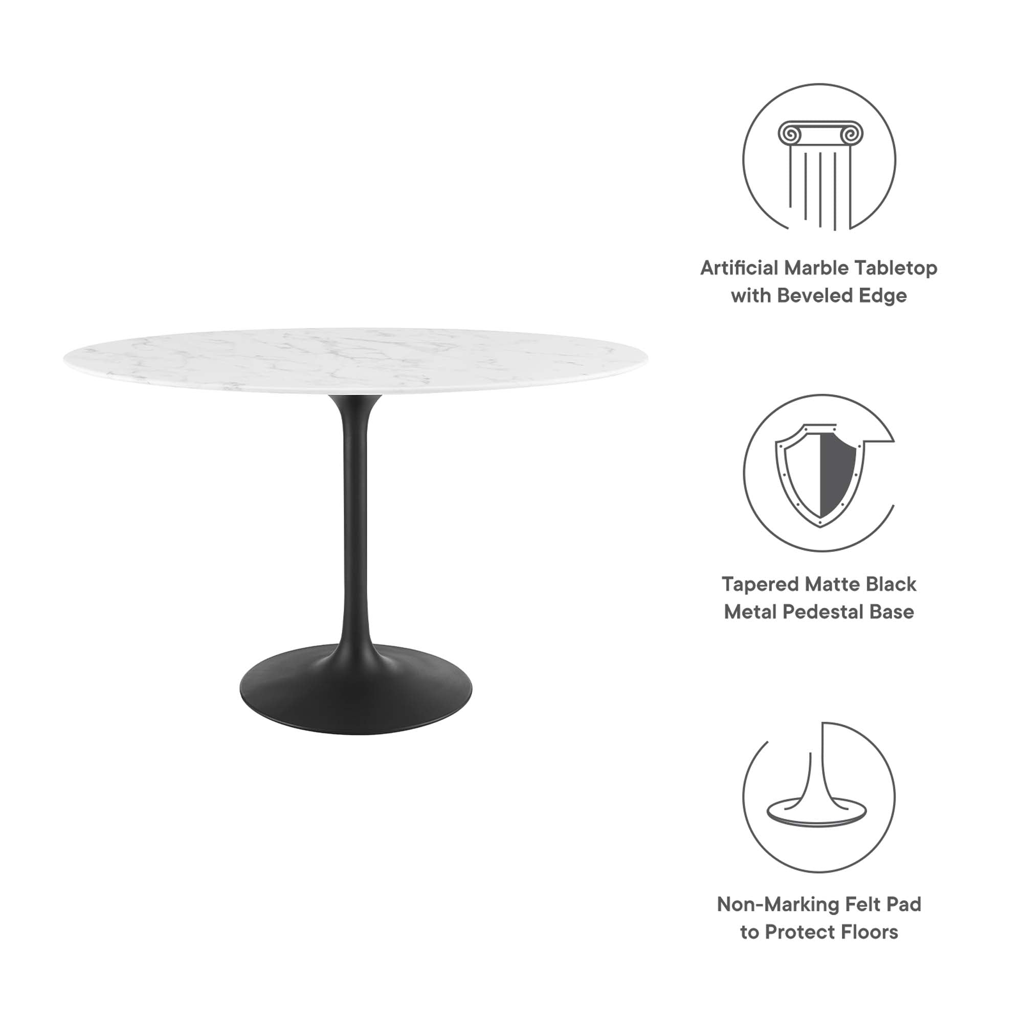 Lippa 48" Oval Artificial Marble Dining Table