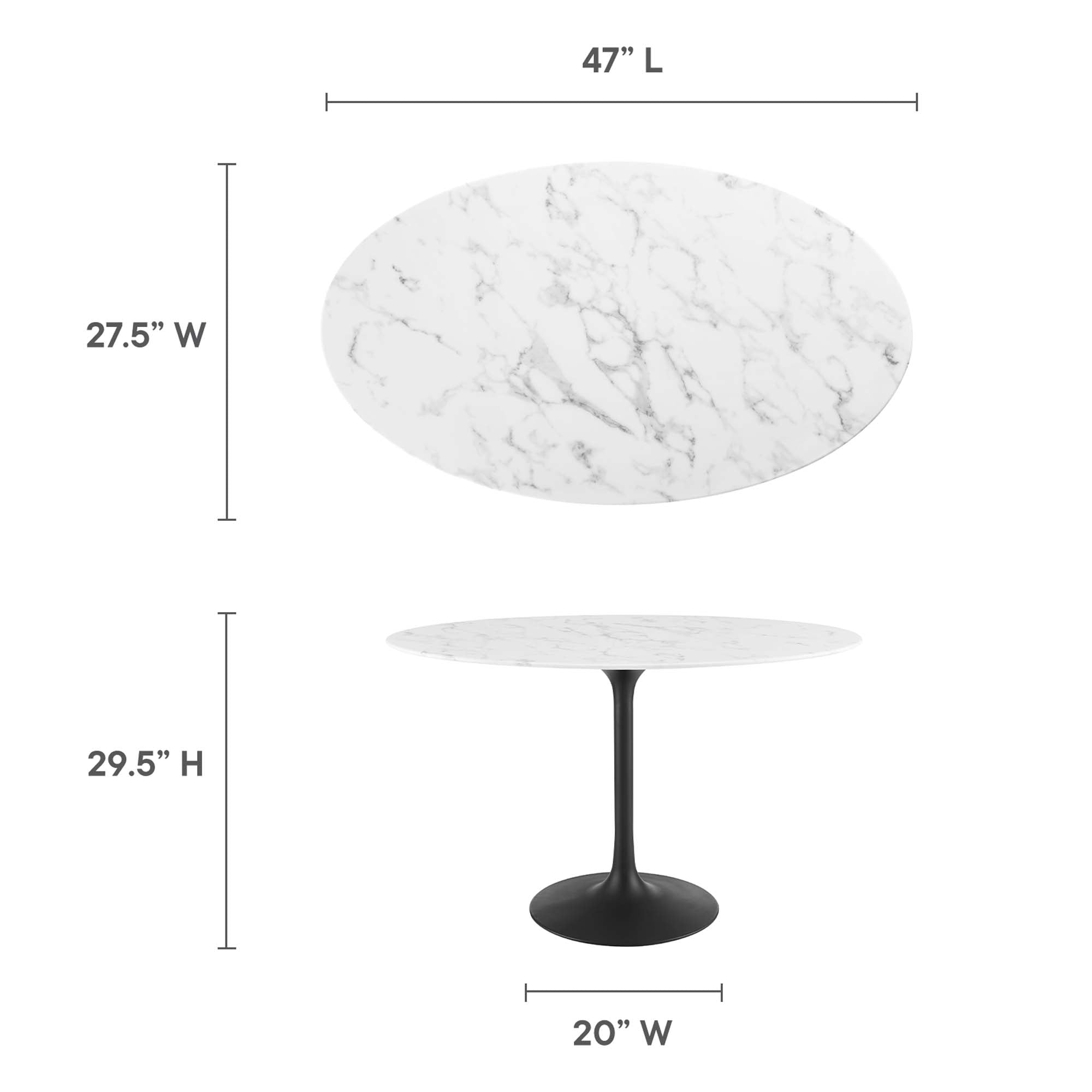 Lippa 48" Oval Artificial Marble Dining Table