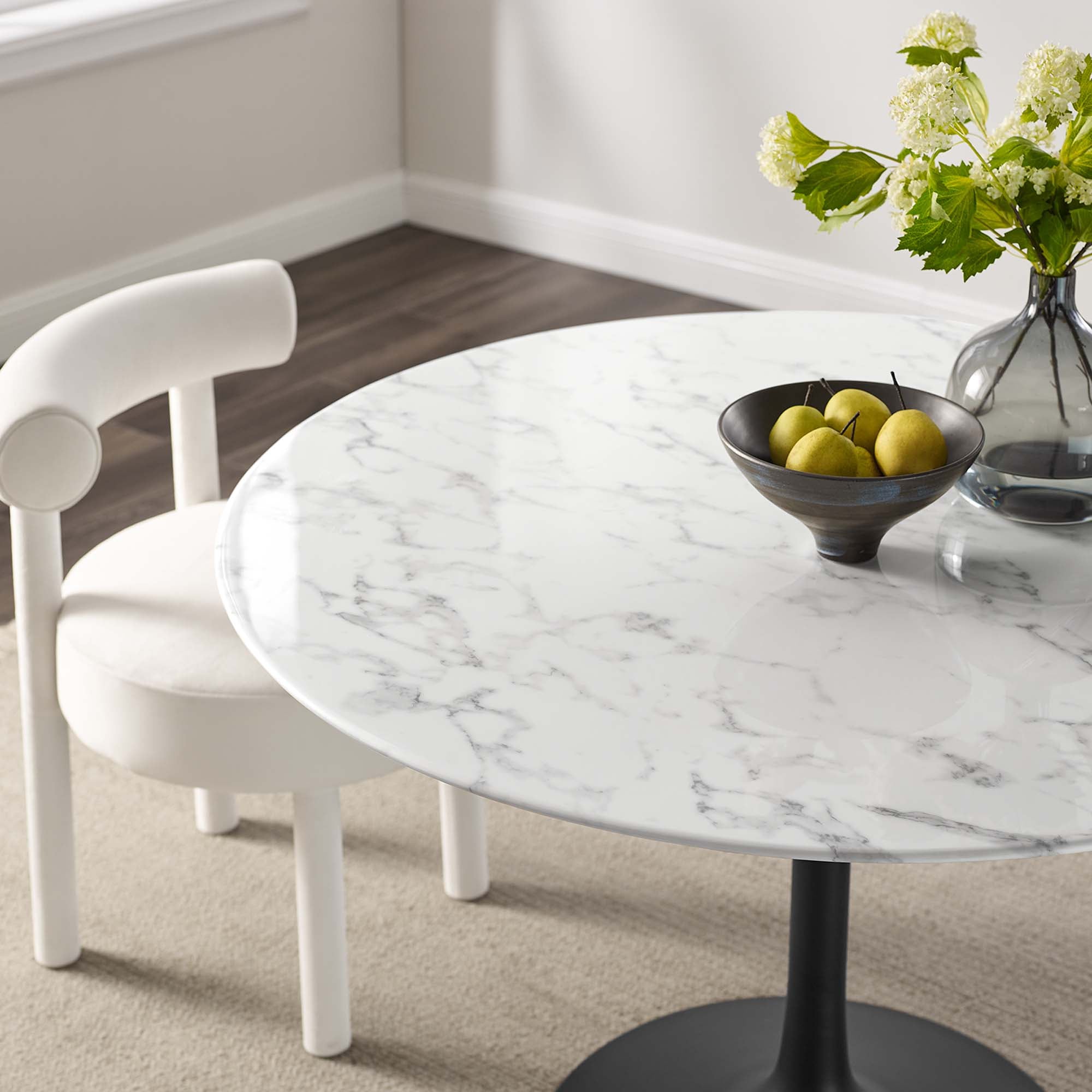 Lippa 48" Round Artificial Marble Dining Table