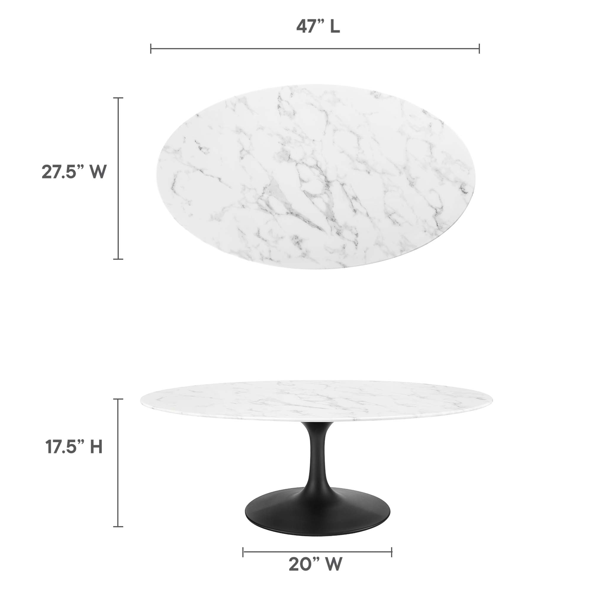 Lippa 48" Oval Artificial Marble Coffee Table