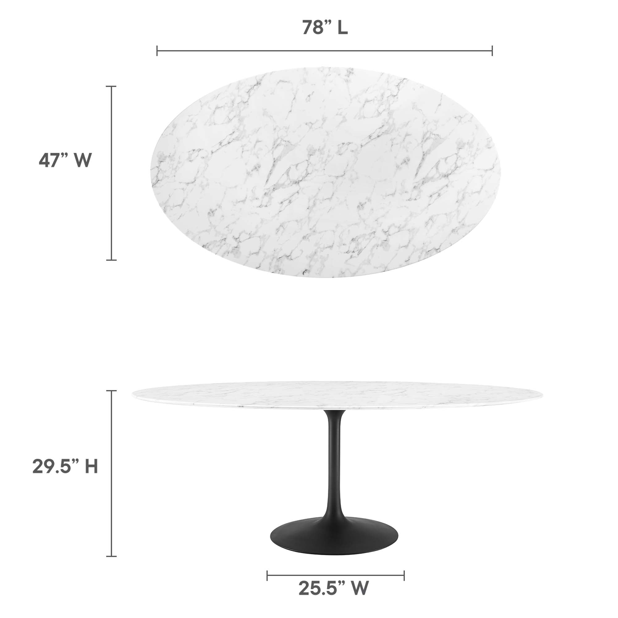 Lippa 78" Oval Artificial Marble Dining Table