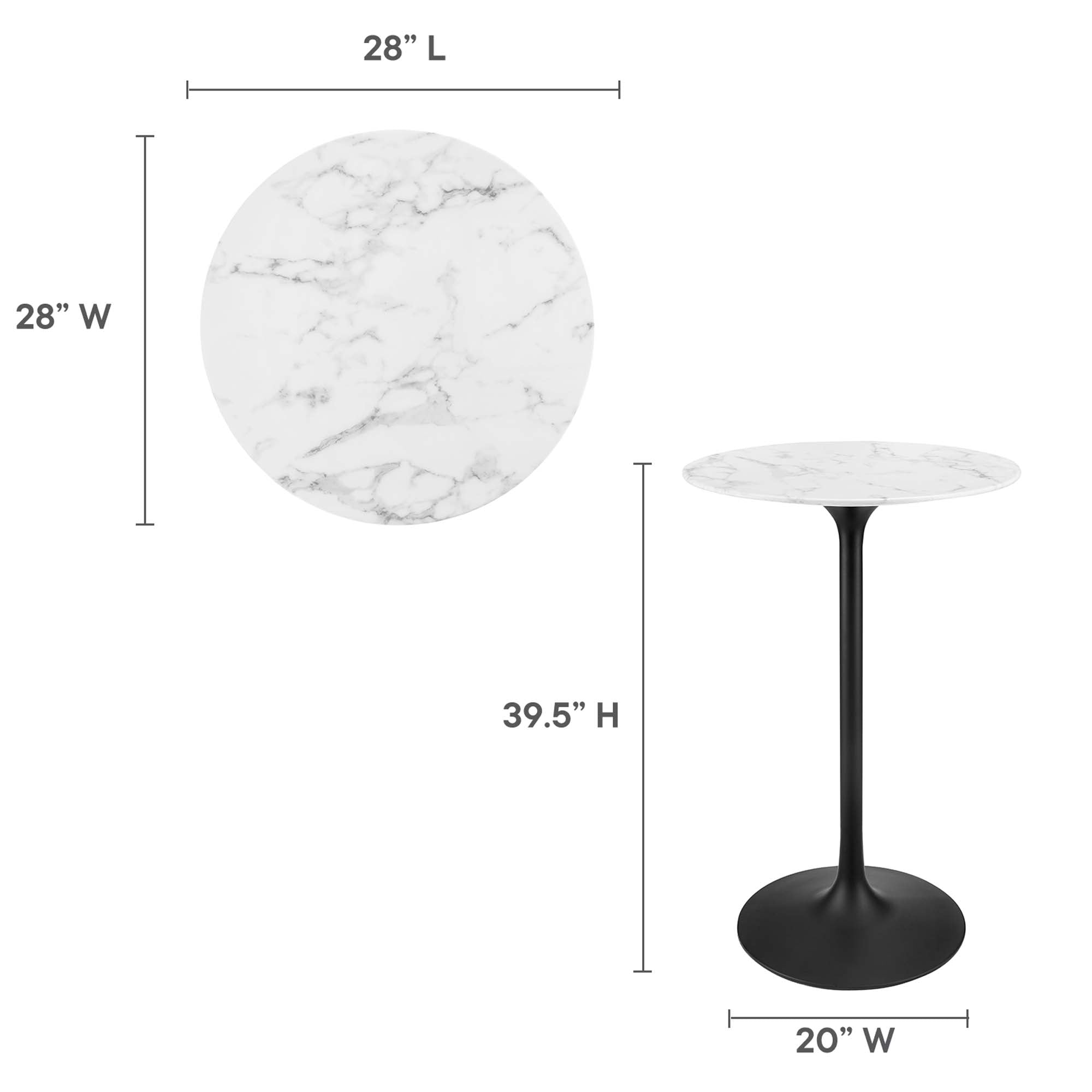 Lippa 28" Round Artificial Marble Bar Table