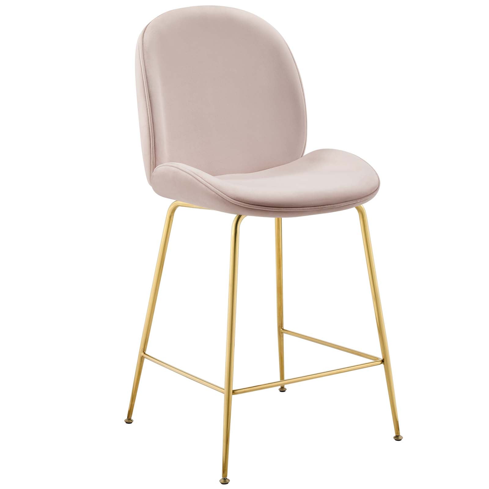 Scoop Gold Stainless Steel Leg Performance Velvet Counter Stool