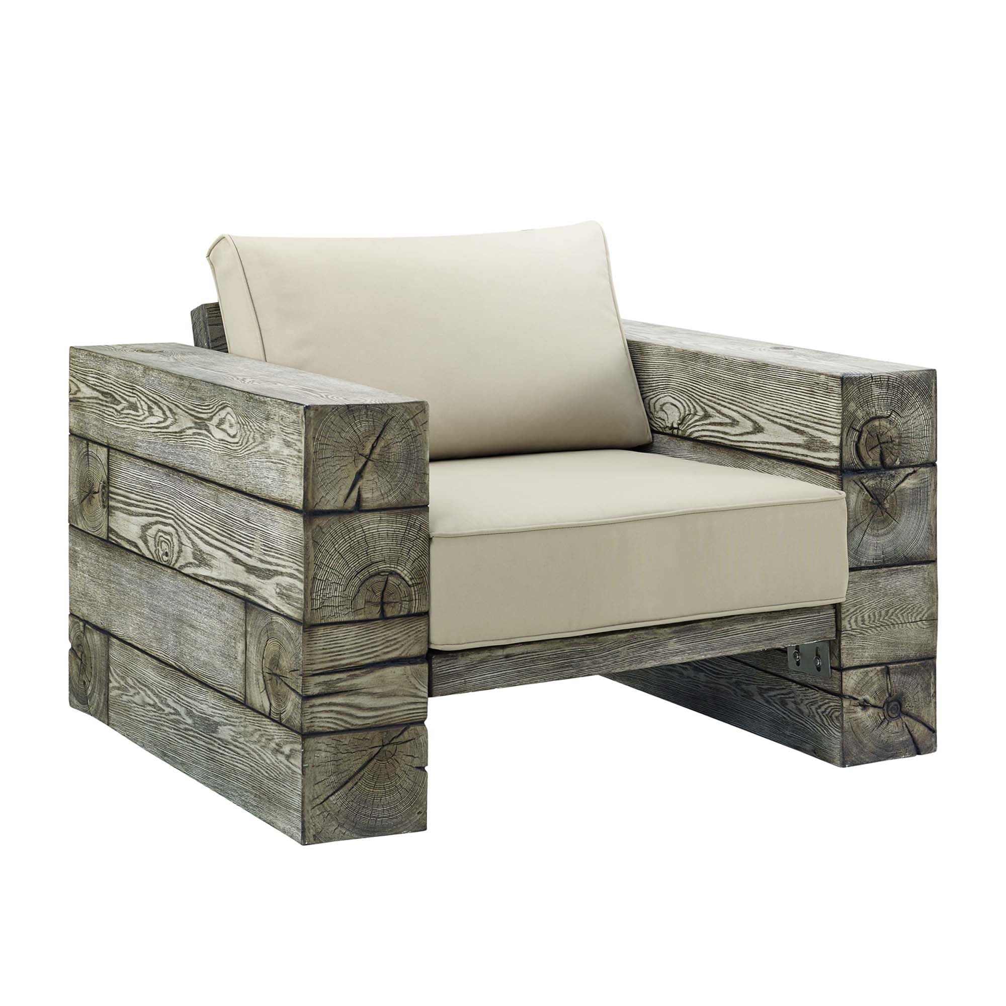 Manteo Rustic Coastal Outdoor Patio Sunbrella®  Lounge Armchair