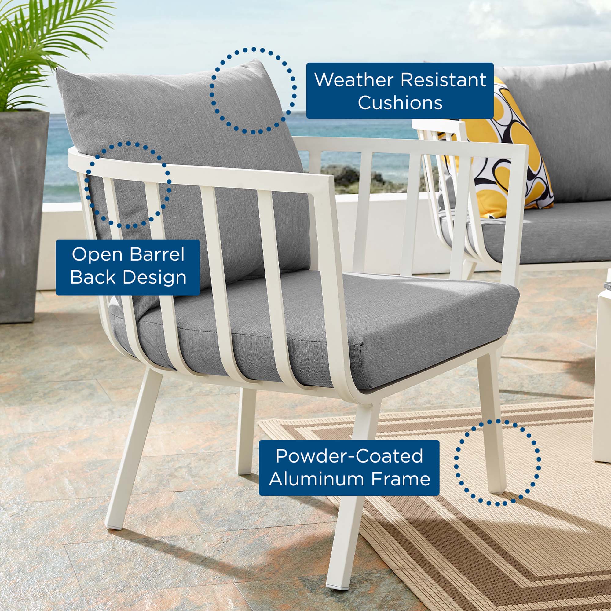 Riverside Outdoor Patio Aluminum Armchair