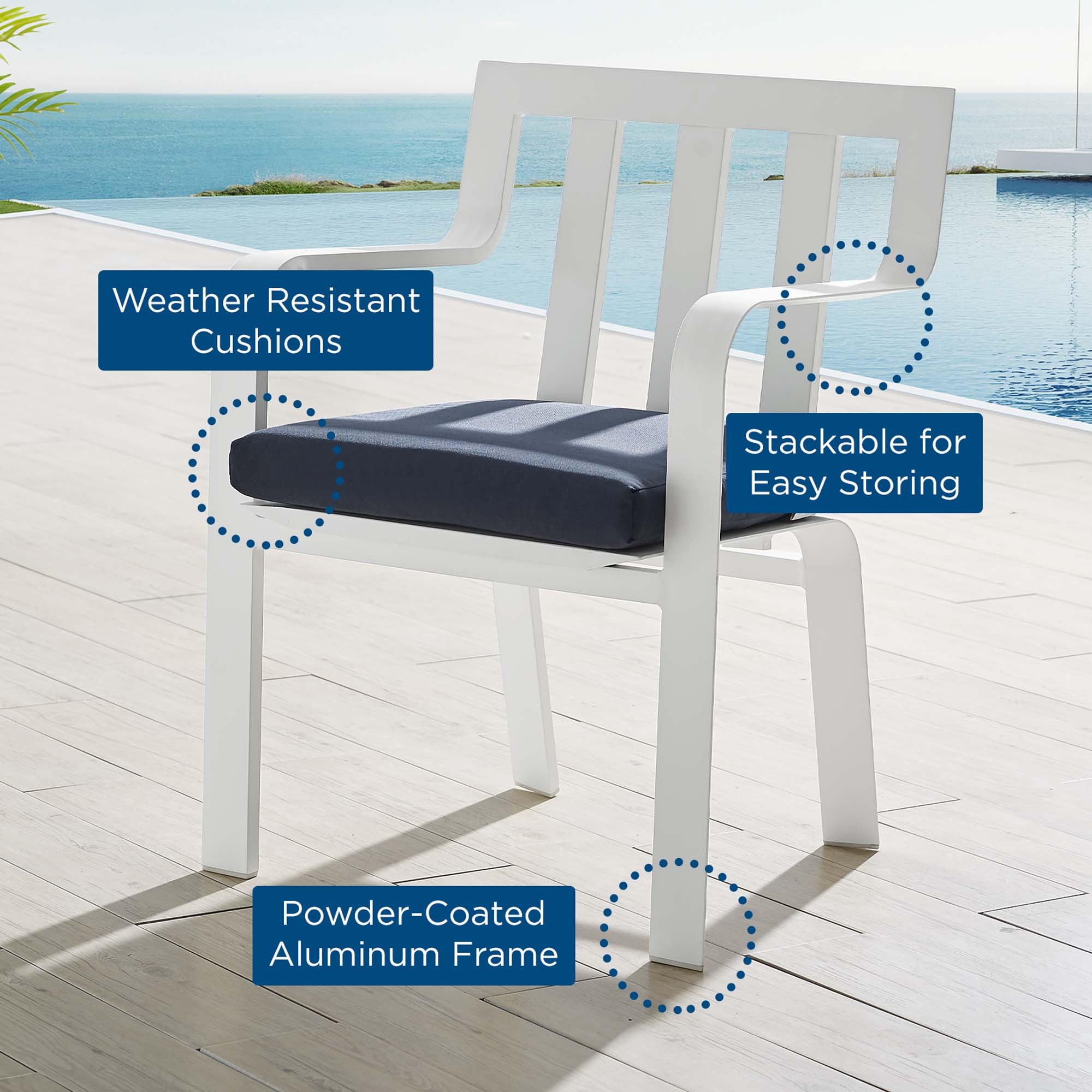 Baxley Stackable Outdoor Patio Aluminum Dining Armchair