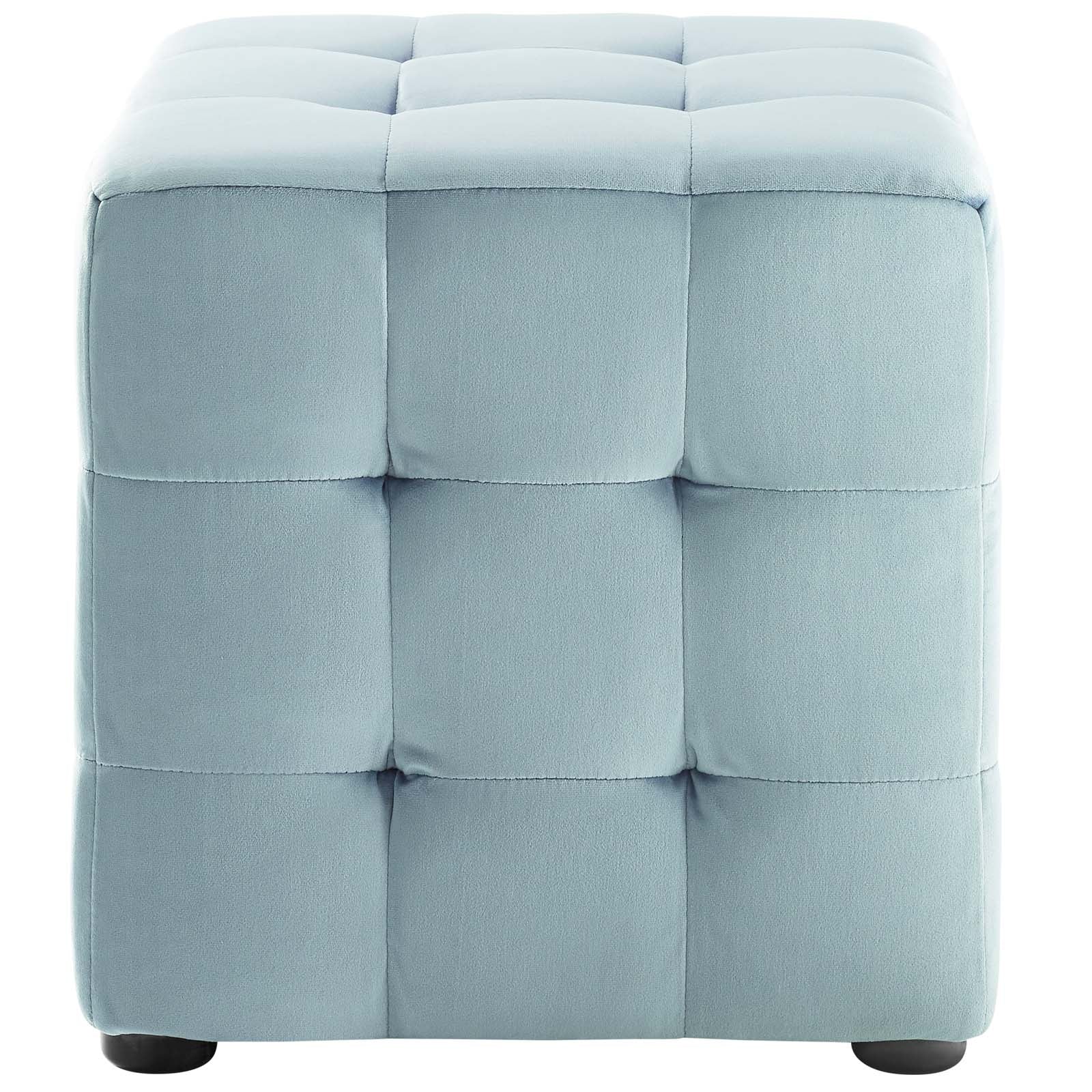 Contour Tufted Cube Performance Velvet Ottoman