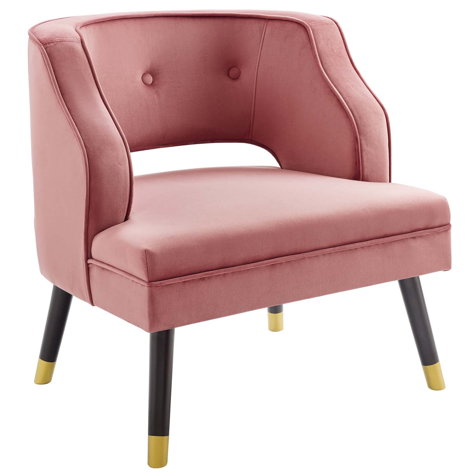 Traipse Button Tufted Open Back Performance Velvet Armchair