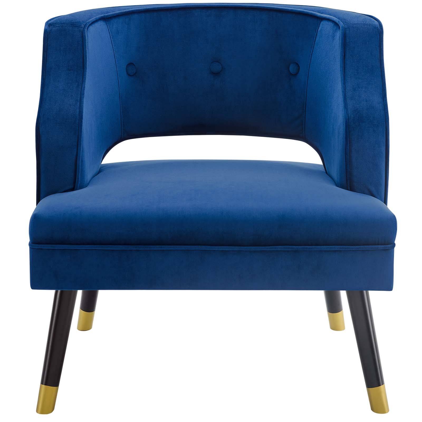 Traipse Button Tufted Open Back Performance Velvet Armchair