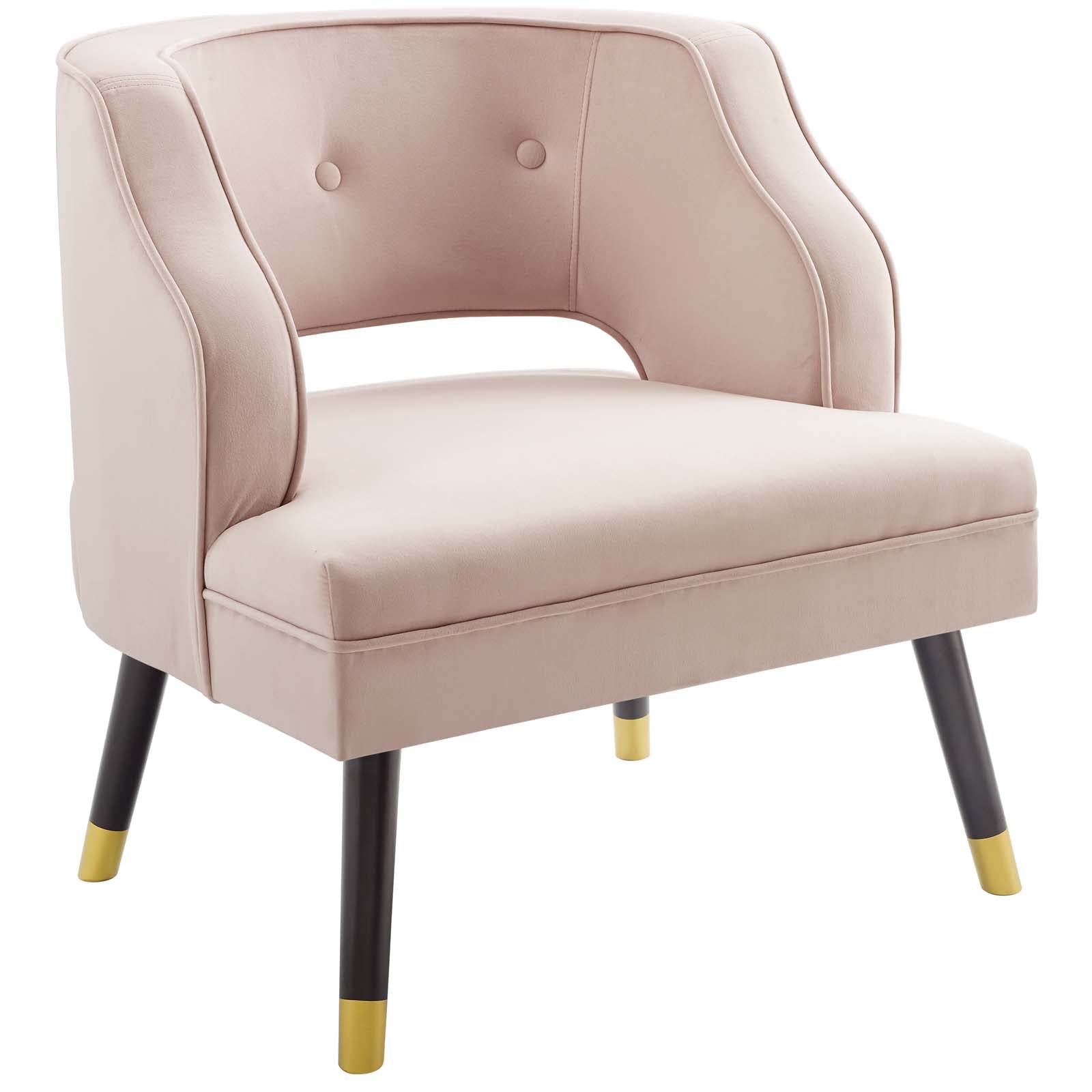 Traipse Button Tufted Open Back Performance Velvet Armchair