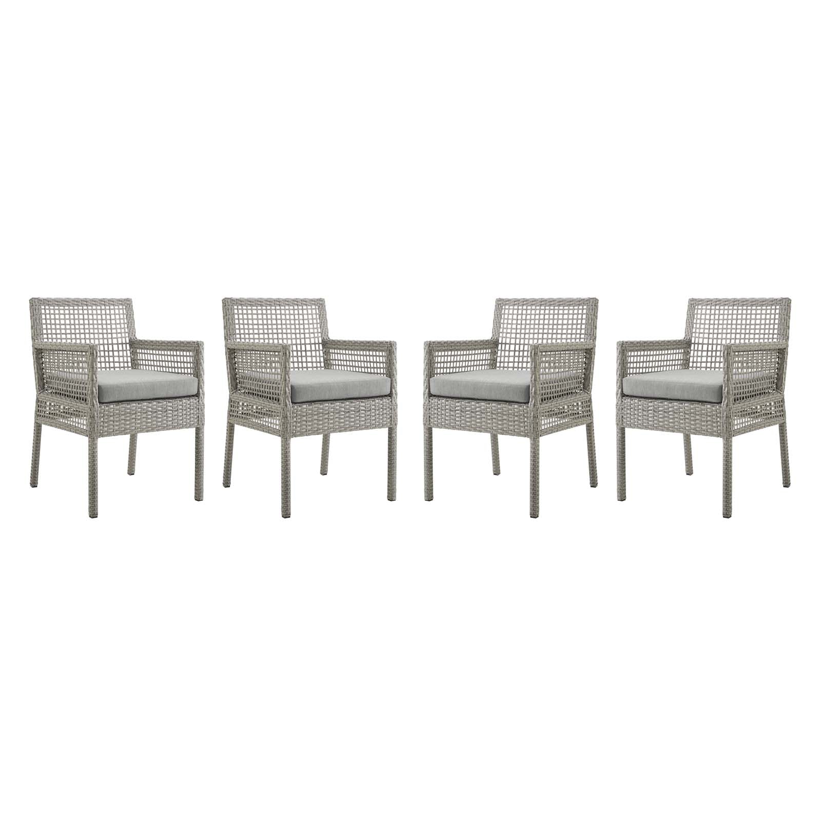 Aura Dining Armchair Outdoor Patio Wicker Rattan Set of 4